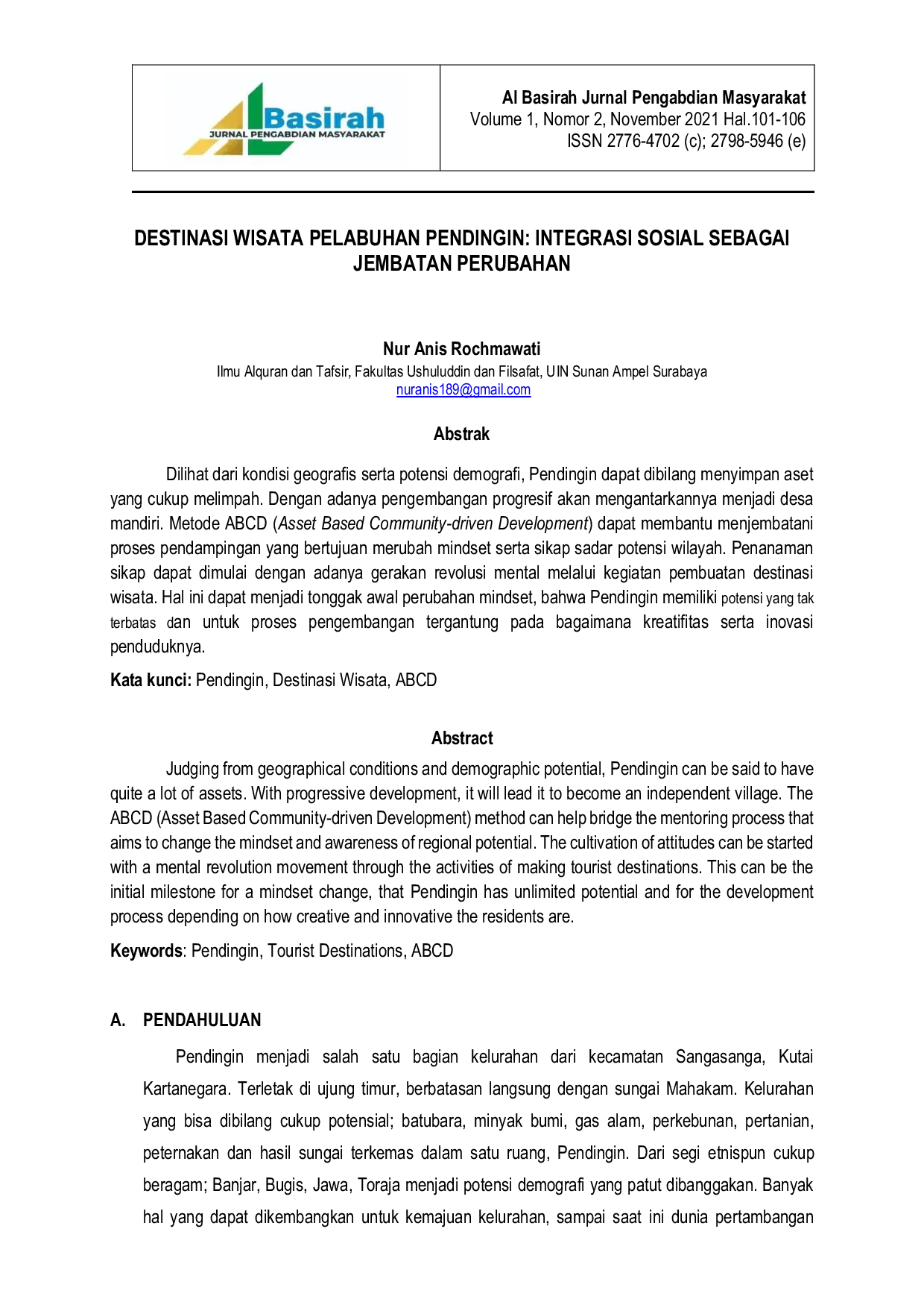 JURIS Destinasi Wisata Pelabuhan Pendingin Integrasi Sosial Sebagai Jembatan Perubahan