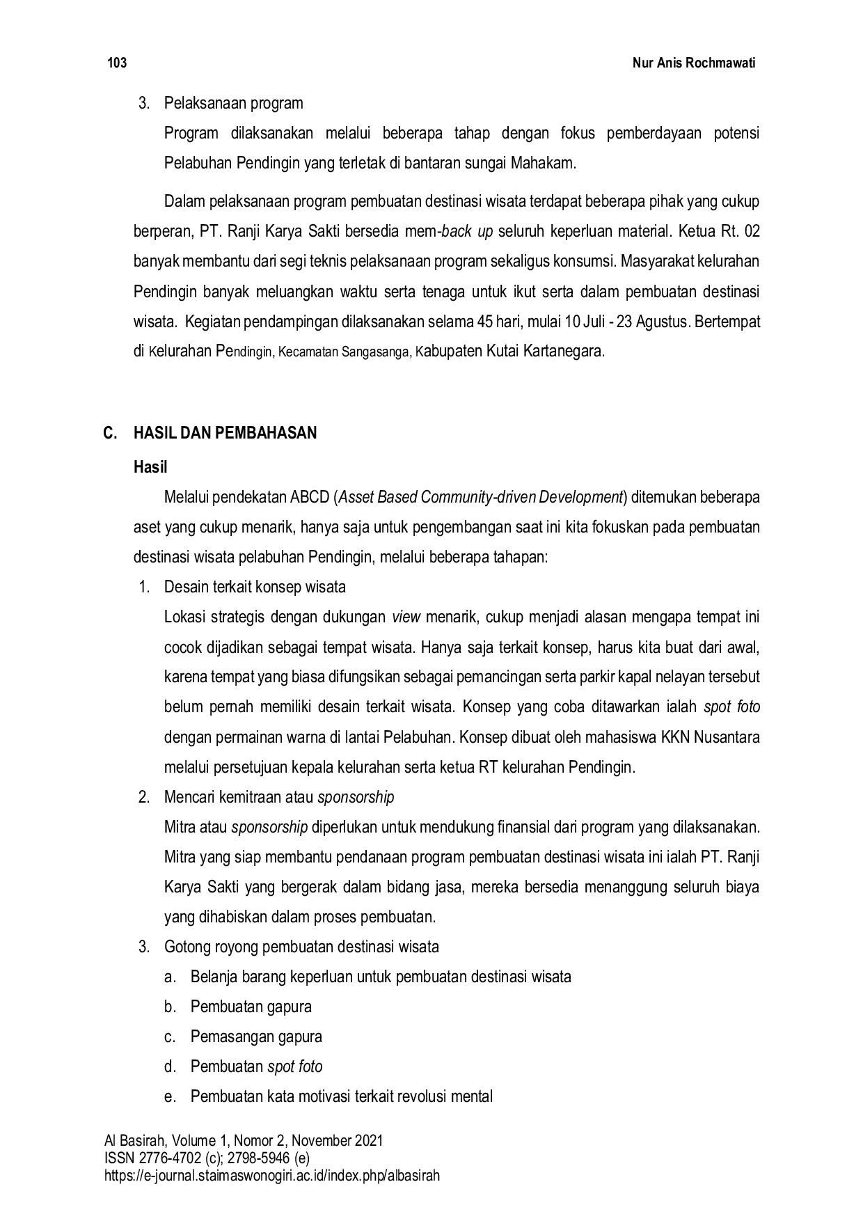 JURIS Destinasi Wisata Pelabuhan Pendingin Integrasi Sosial Sebagai Jembatan Perubahan