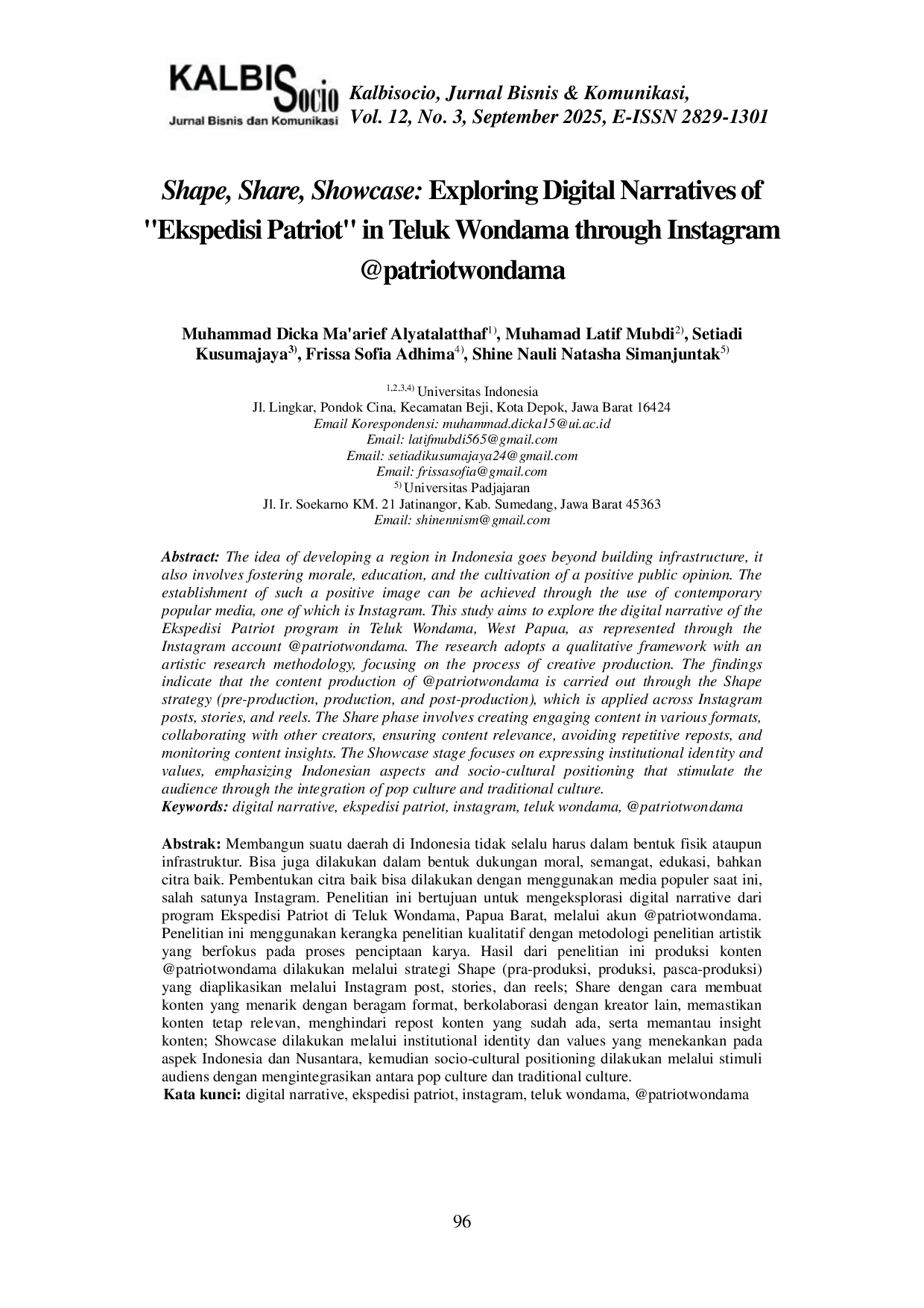 JURIS Shape Share Showcase Exploring Digital Narratives of Ekspedisi Patriot in Teluk Wondama West Papua through Instagram patriotwondama
