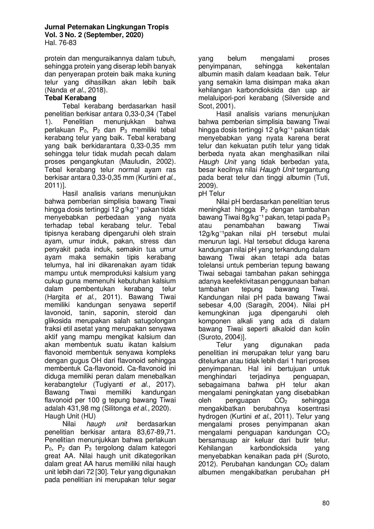 JURIS Pemanfaatan Bawang Tiwai Eleutherine Americana Merr terhadap Kualitas Telur Konsumsi