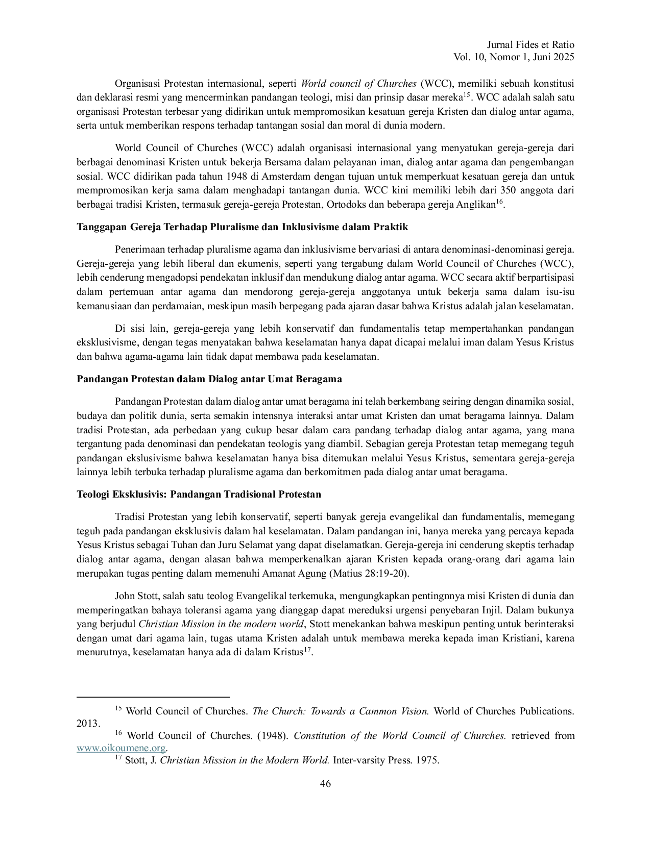 JURIS Dialog Antar Umat Beragama dalam Pandangan Kristen Protestan