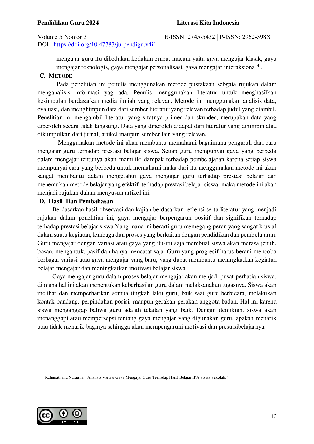 JURIS Pengaruh Gaya Mengajar Guru Terhadap Prestasi Belajar Siswa