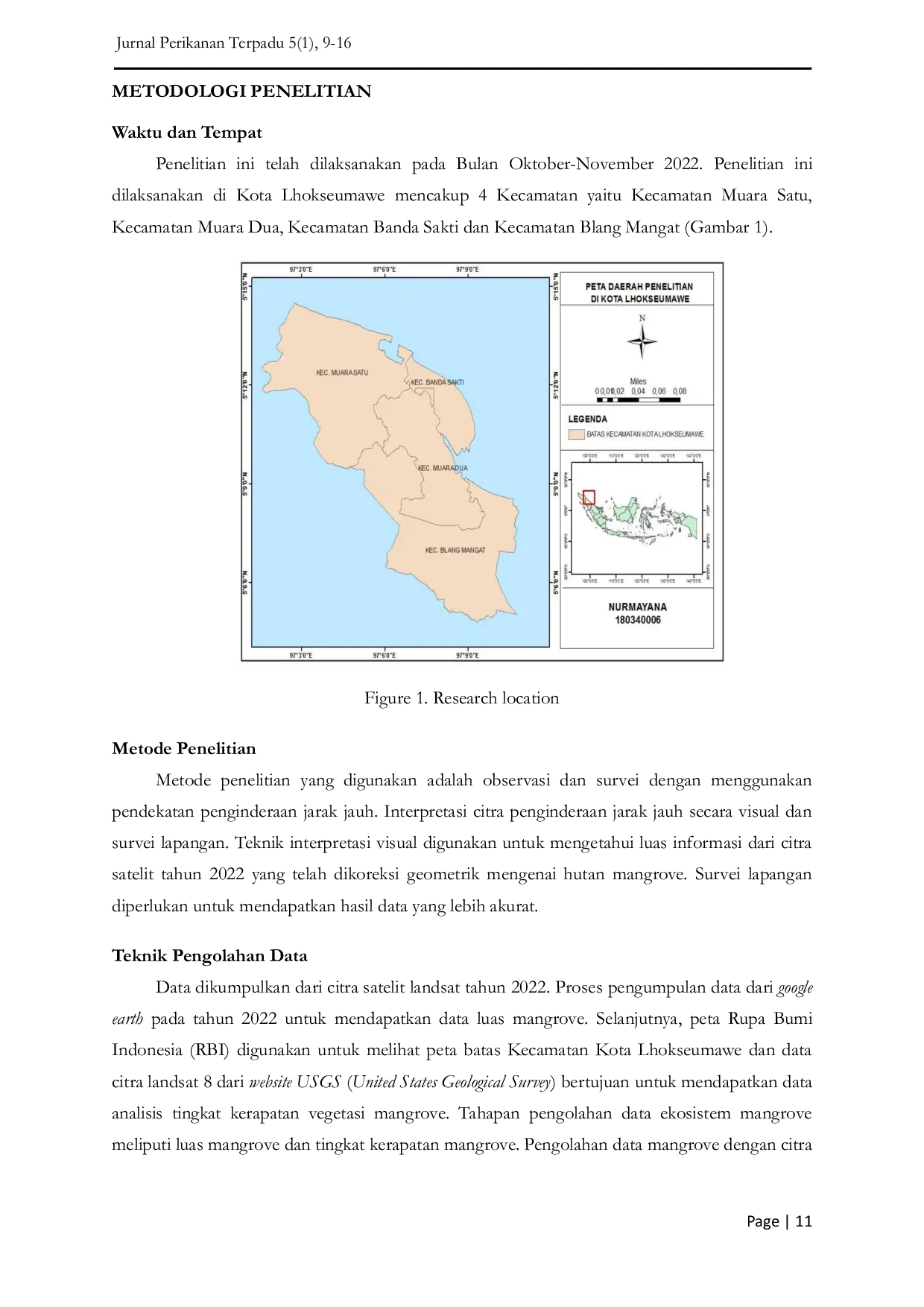 JURIS Mangrove Vegetation Mapping with Remote Sensing Approach Citra Landsat 8 in Lhokseumawe City