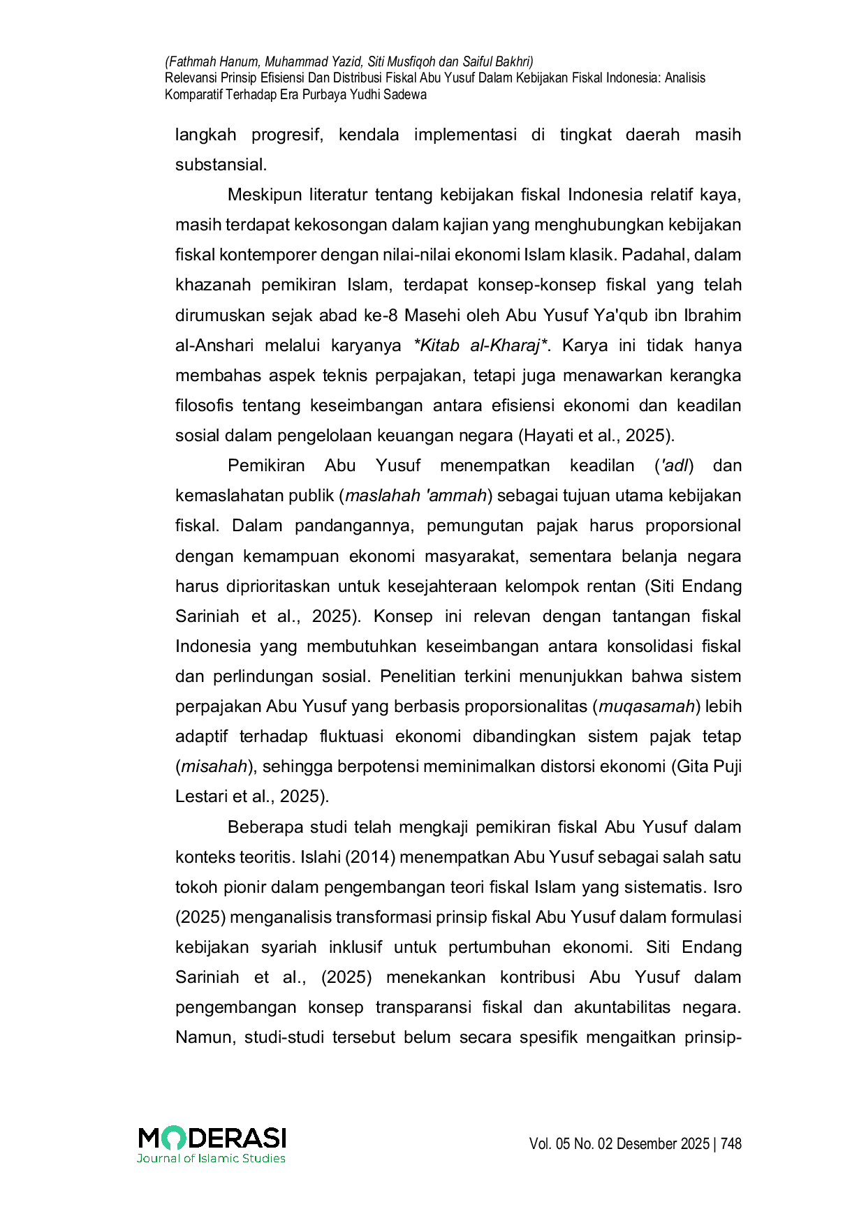 JURIS Relevansi Prinsip Efisiensi Dan Distribusi Fiskal Abu Yusuf Dalam Kebijakan Fiskal Indonesia Analisis Komparatif Terhadap Era Purbaya Yudhi Sadewa