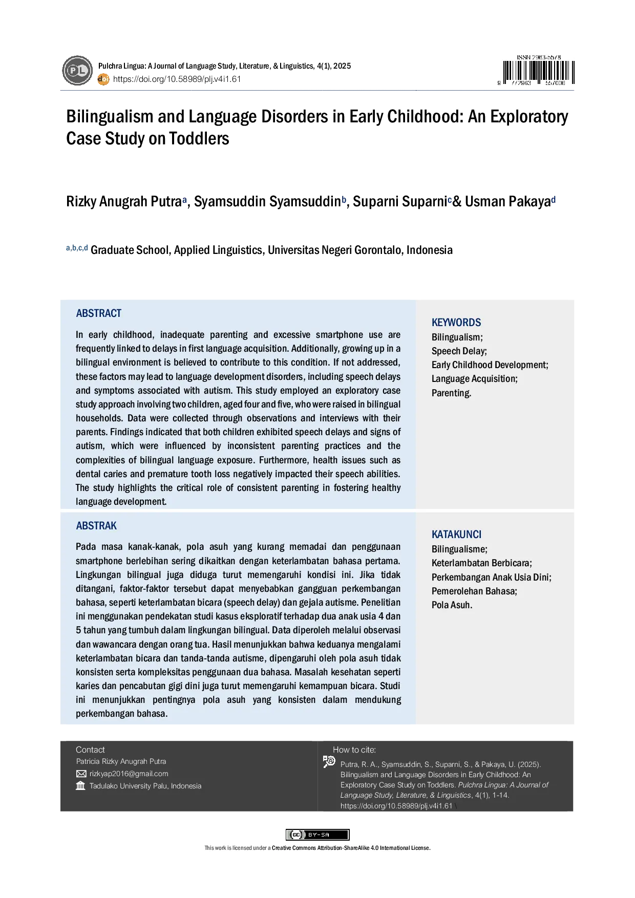 JURIS Bilingualism and Language Disorders in Early Childhood An Exploratory Case Study on Toddlers