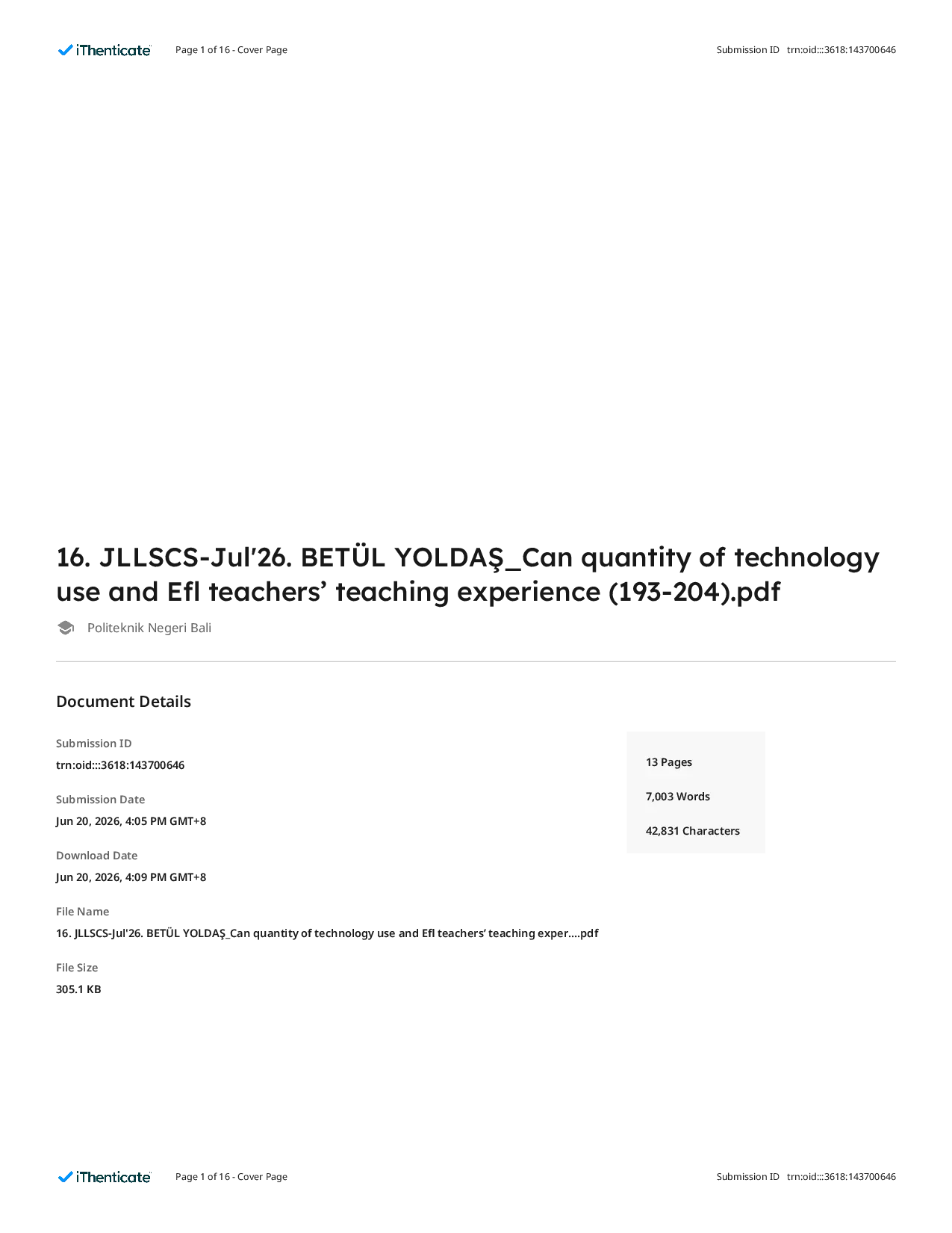 JURIS Can quantity of technology use and Efl teachers teaching experience determine student engagement in language education A quantitative replication and extension study