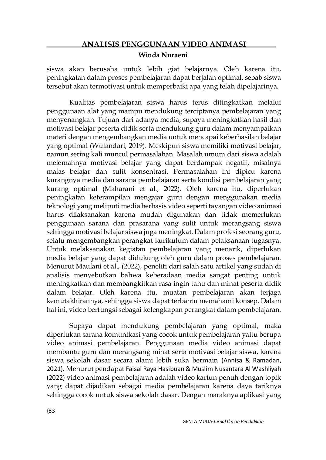 JURIS Analisis Penggunaan Video Animasi Sebagai Media Pembelajaran Terpadu Terhadap Motivasi Belajar Siswa Sekolah Dasar