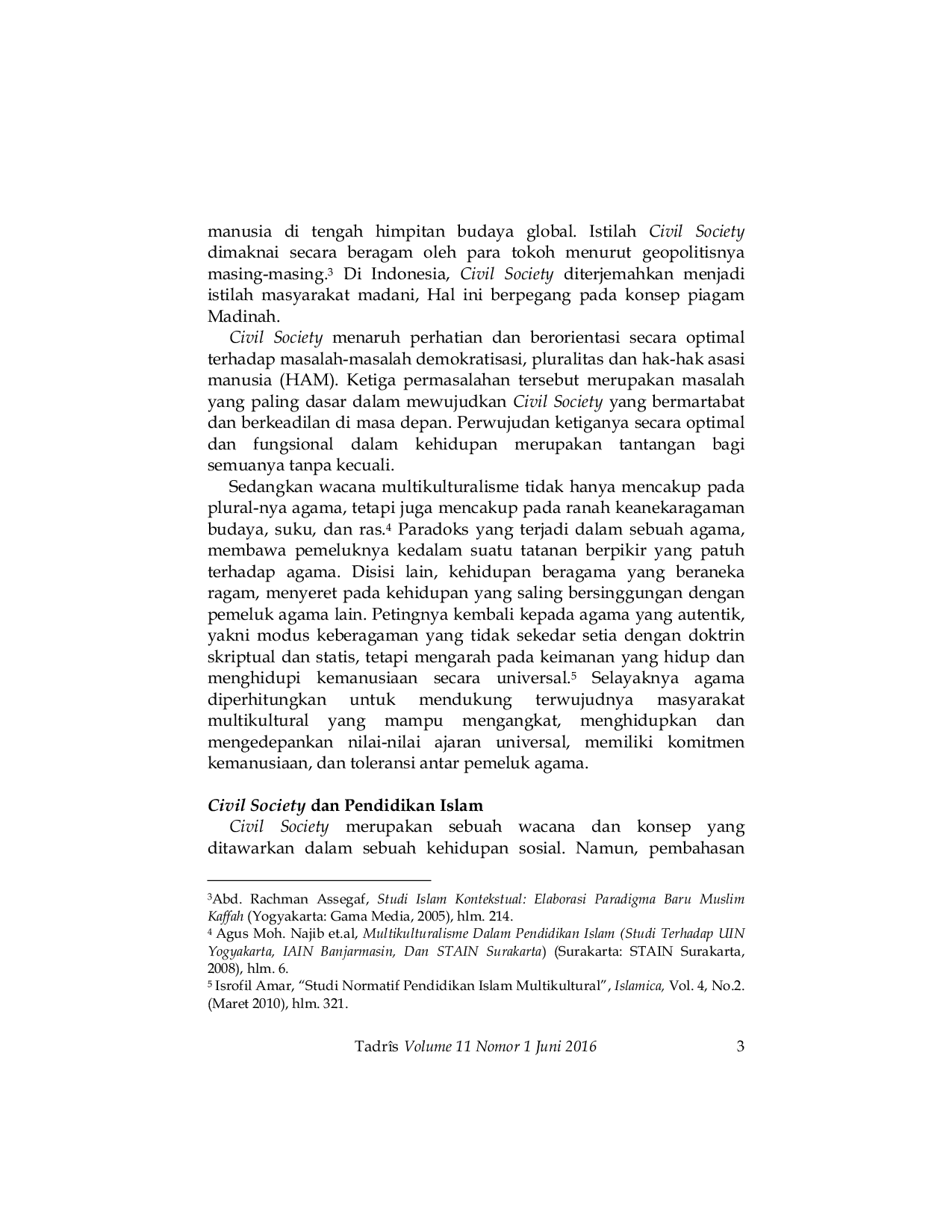 JURIS Civil Society dan Multikulturalisme dalam Pendidikan Islam