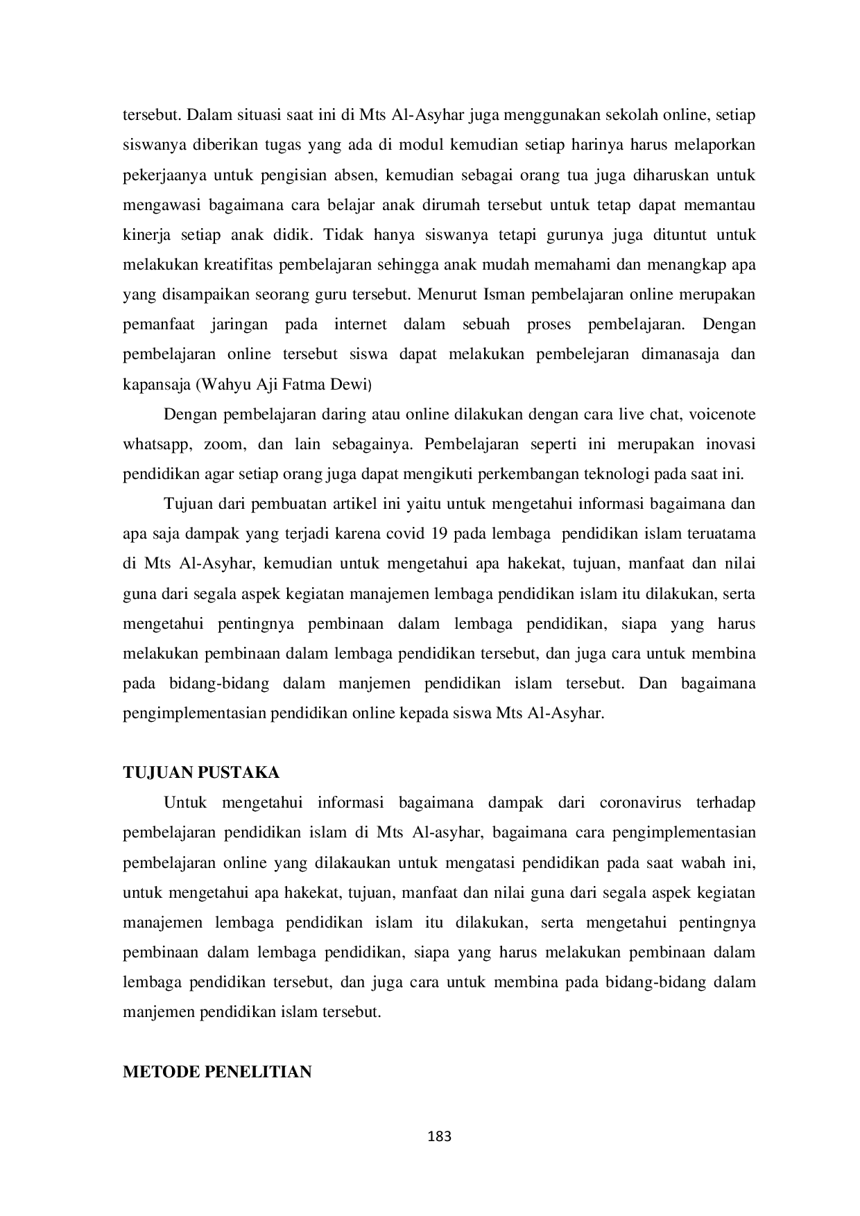 JURIS DAMPAK COVID 19 TERHADAP PROSES PEMBELAJARAN DI Mts Al ASYHAR BUNGAH GRESIK