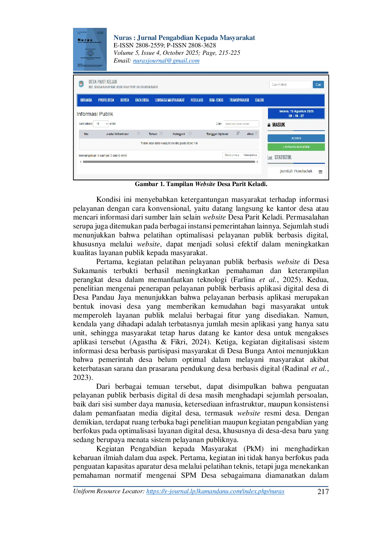 JURIS Peningkatan Pelayanan Publik Pemerintah Desa Berbasis Digital di Desa Parit Keladi