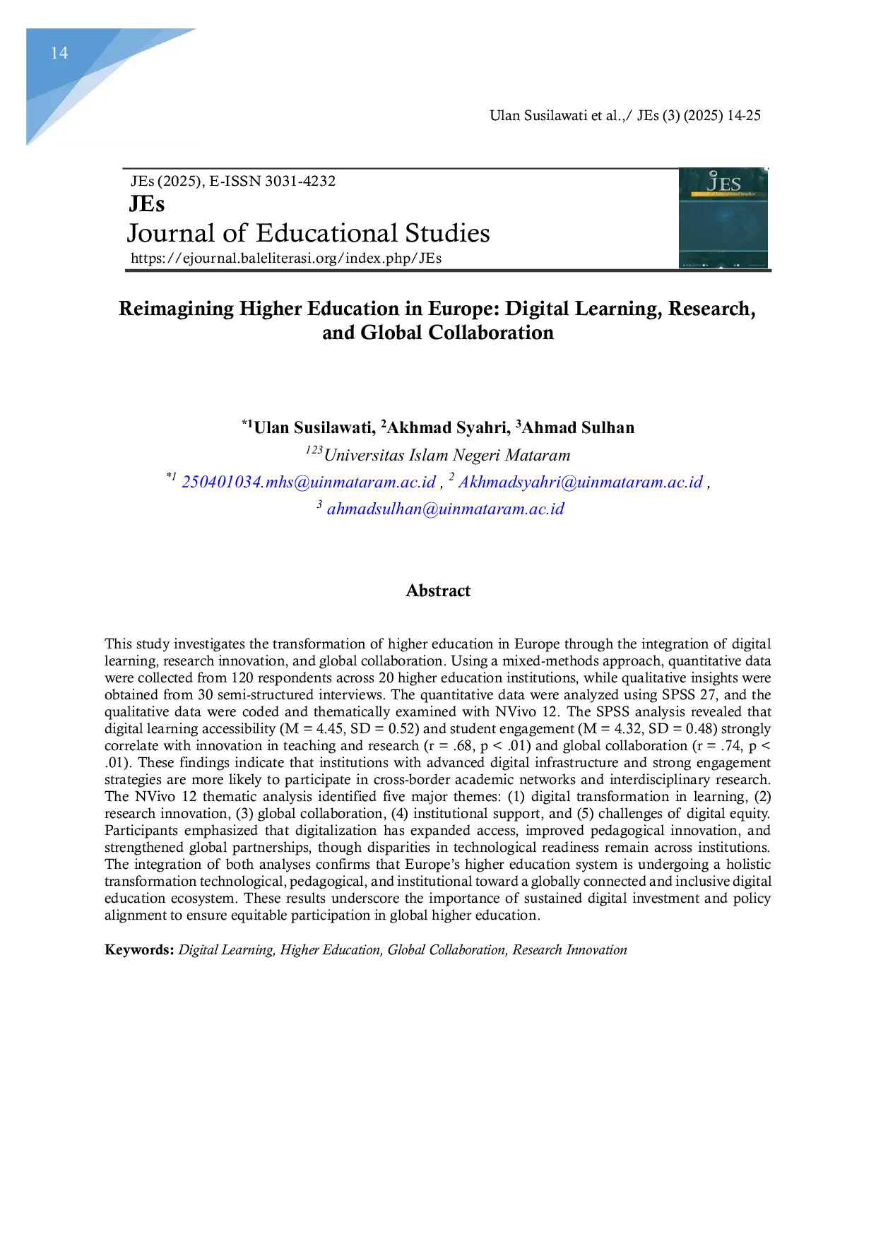 JURIS Reimagining Higher Education in Europe Digital Learning Research and Global Collaboration