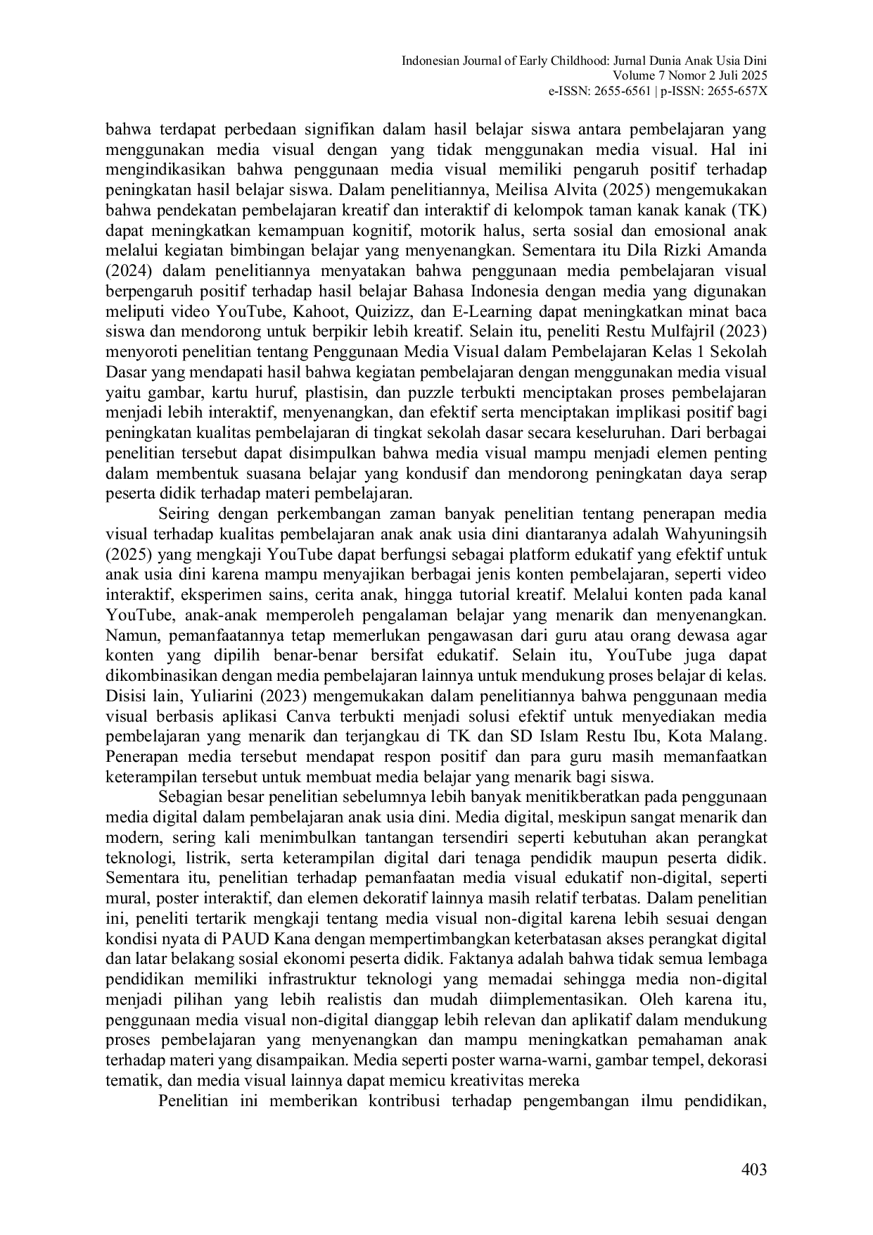 JURIS Peningkatan Kualitas Pembelajaran Anak Usia Dini melalui Desain Media Visual Kreatif pada PAUD Kana Enhancing the Quality of Early Childhood Education Through the Design of Creative Visual Media at K