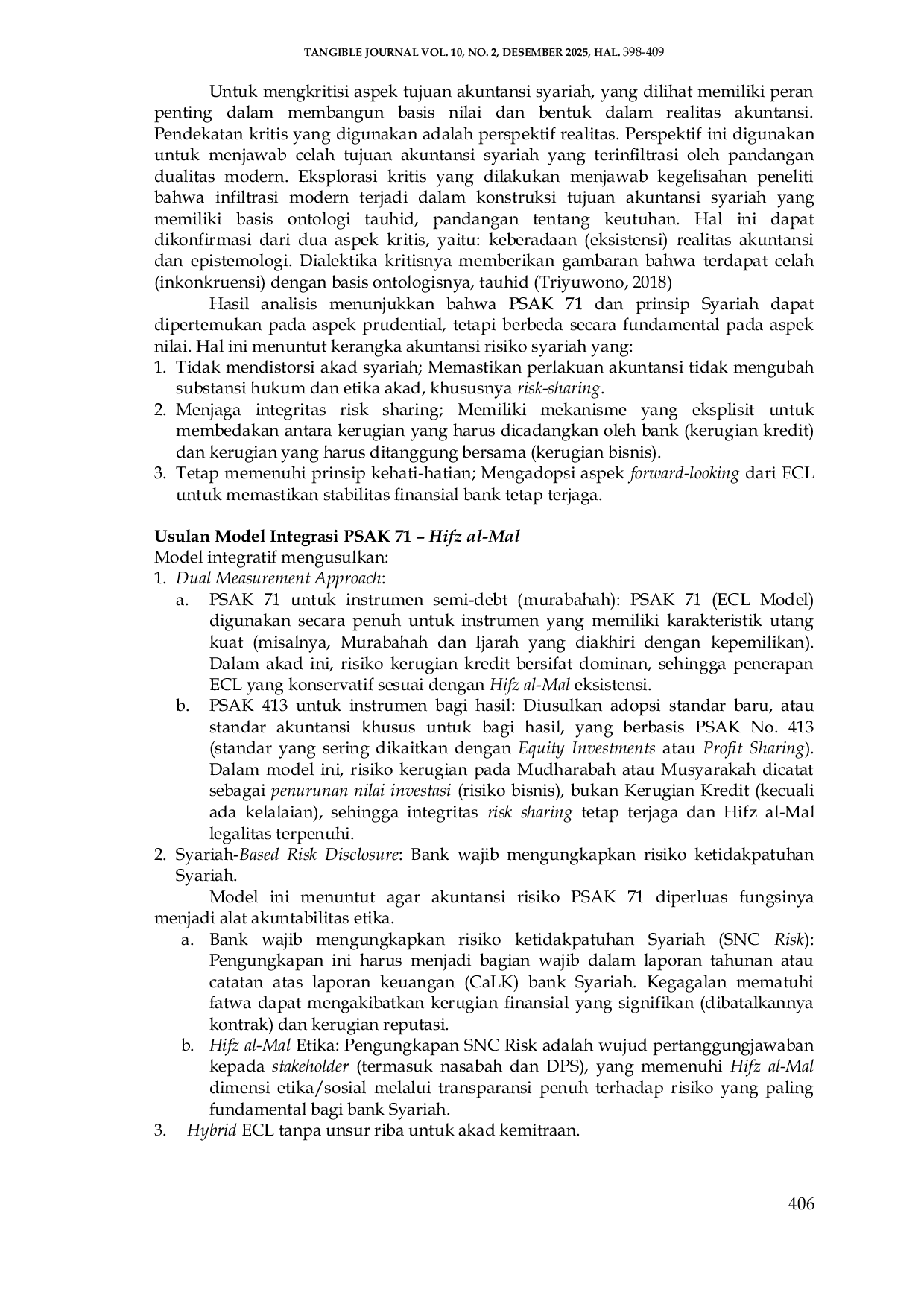 JURIS Peran Akuntansi Risiko PSAK No 71 dalam Menjaga Hifz al Mal pada Bank Syariah Tinjauan Literatur Kritis dan Konseptual