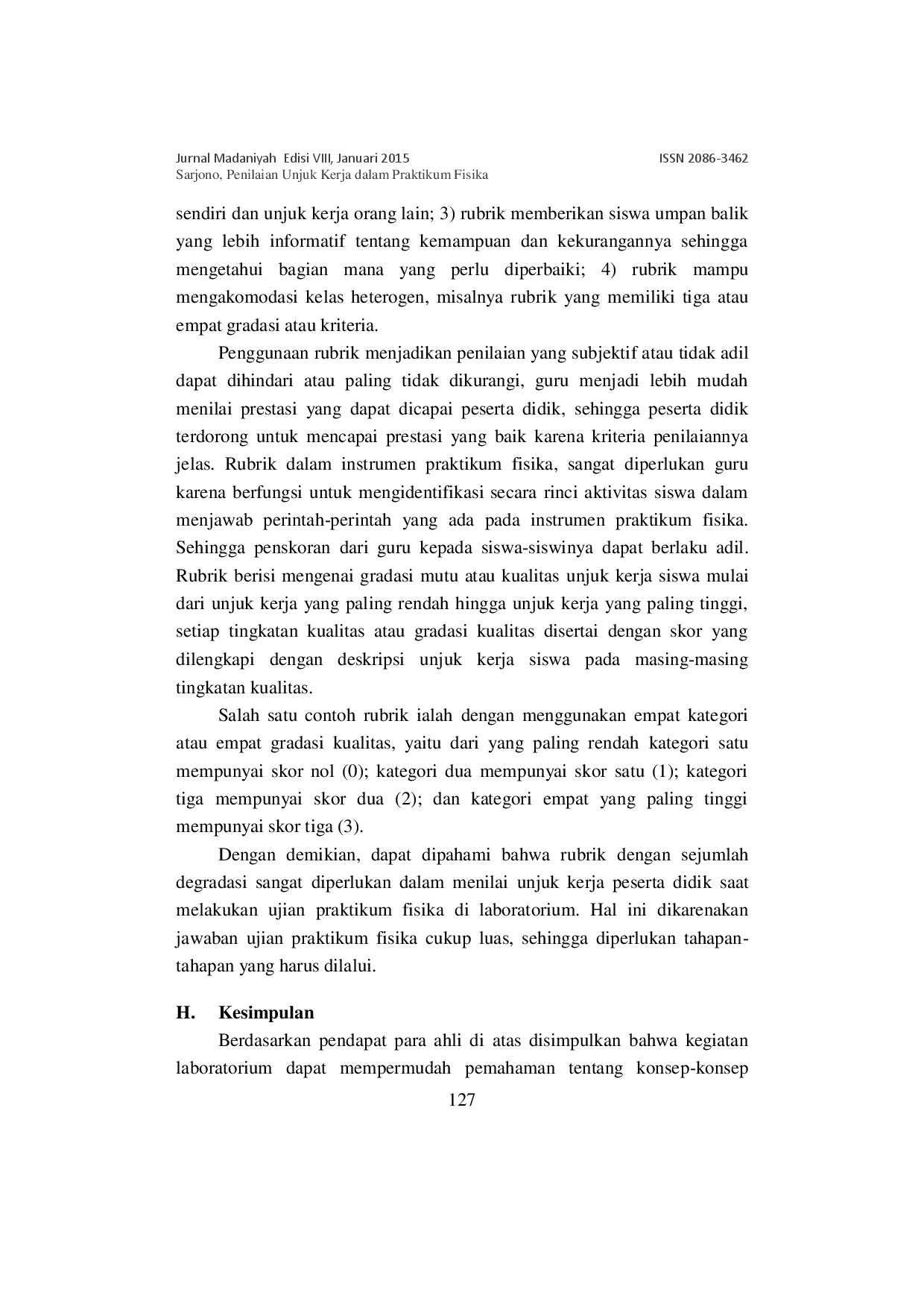 juris Penilaian Unjuk Kerja dalam Praktikum Fisika