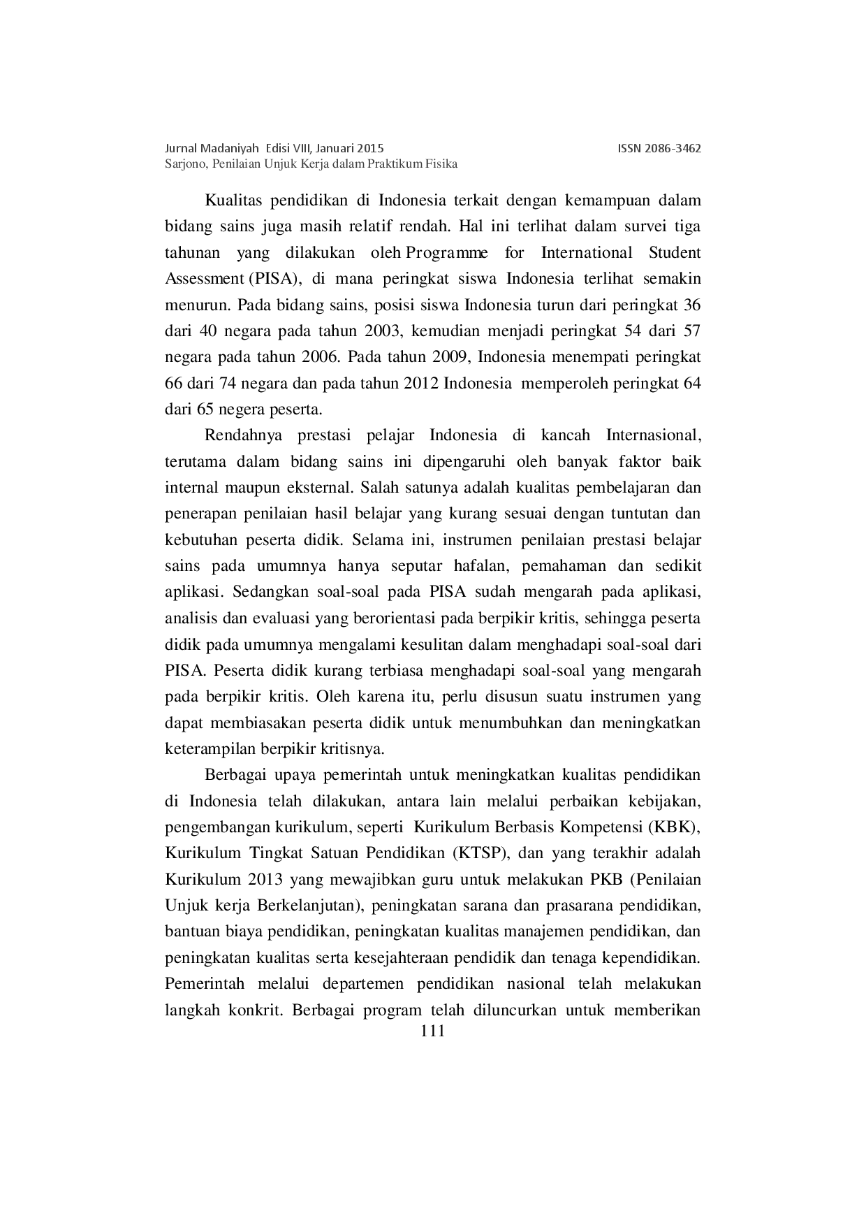 juris Penilaian Unjuk Kerja dalam Praktikum Fisika