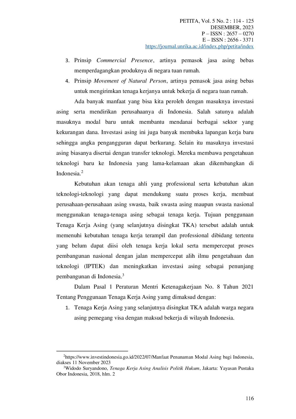 JURIS Tenaga Kerja Asing Dalam Sistem Ketenagakerjaan Di Indonesia