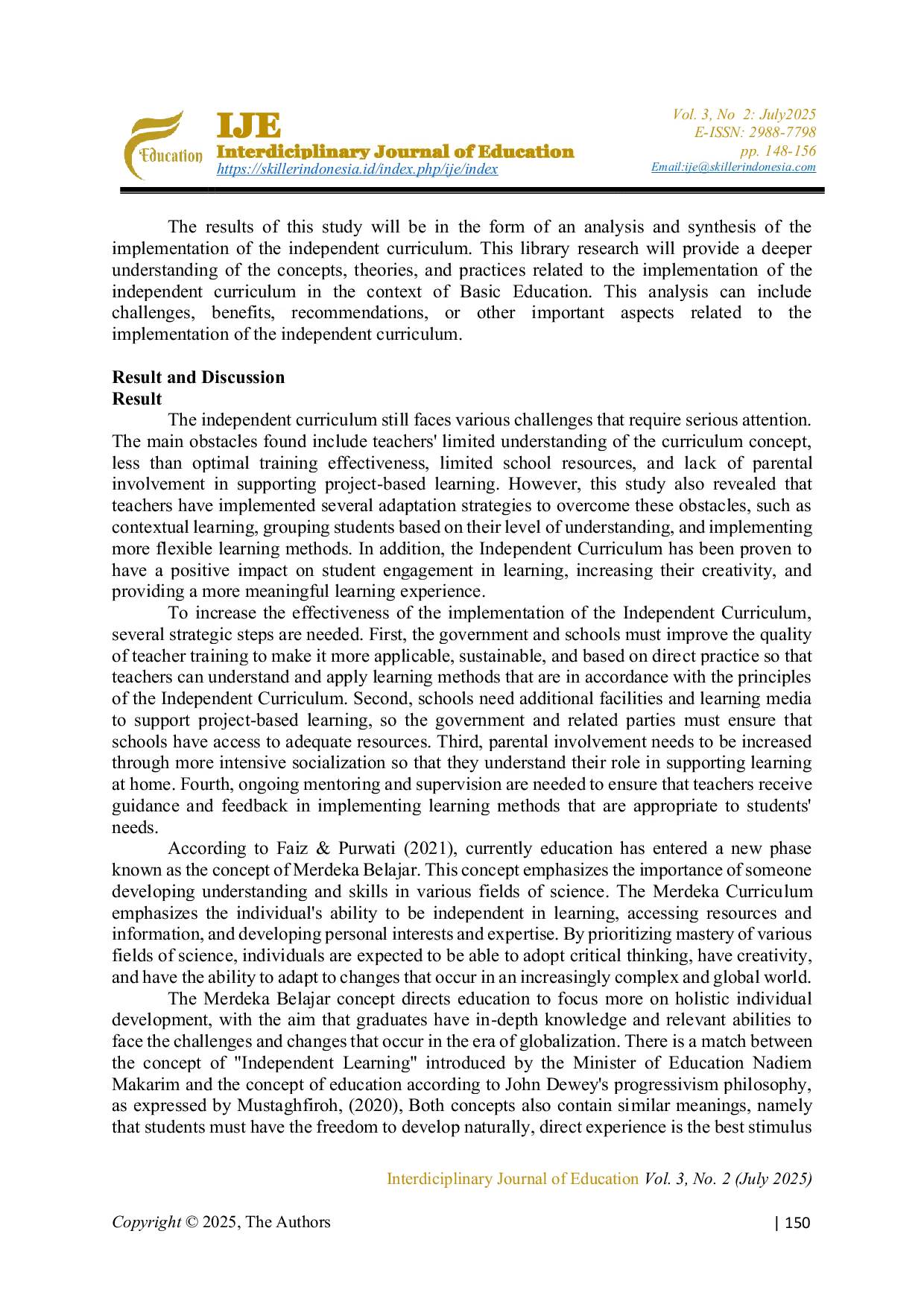 JURIS Implementation of Merdeka Curriculum Concept Challenges and Benefits in Elementary School Education
