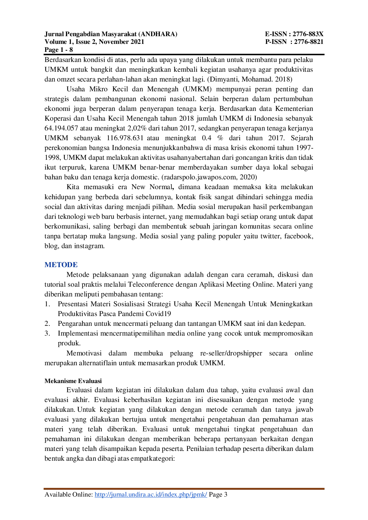 JURIS Sosialisasi Strategi Usaha Kecil Menengah untuk Meningkatkan Produktivitas Pasca Pandemi COVID 19 di Wilayah Kelurahan Tanjung Duren Jakarta Barat