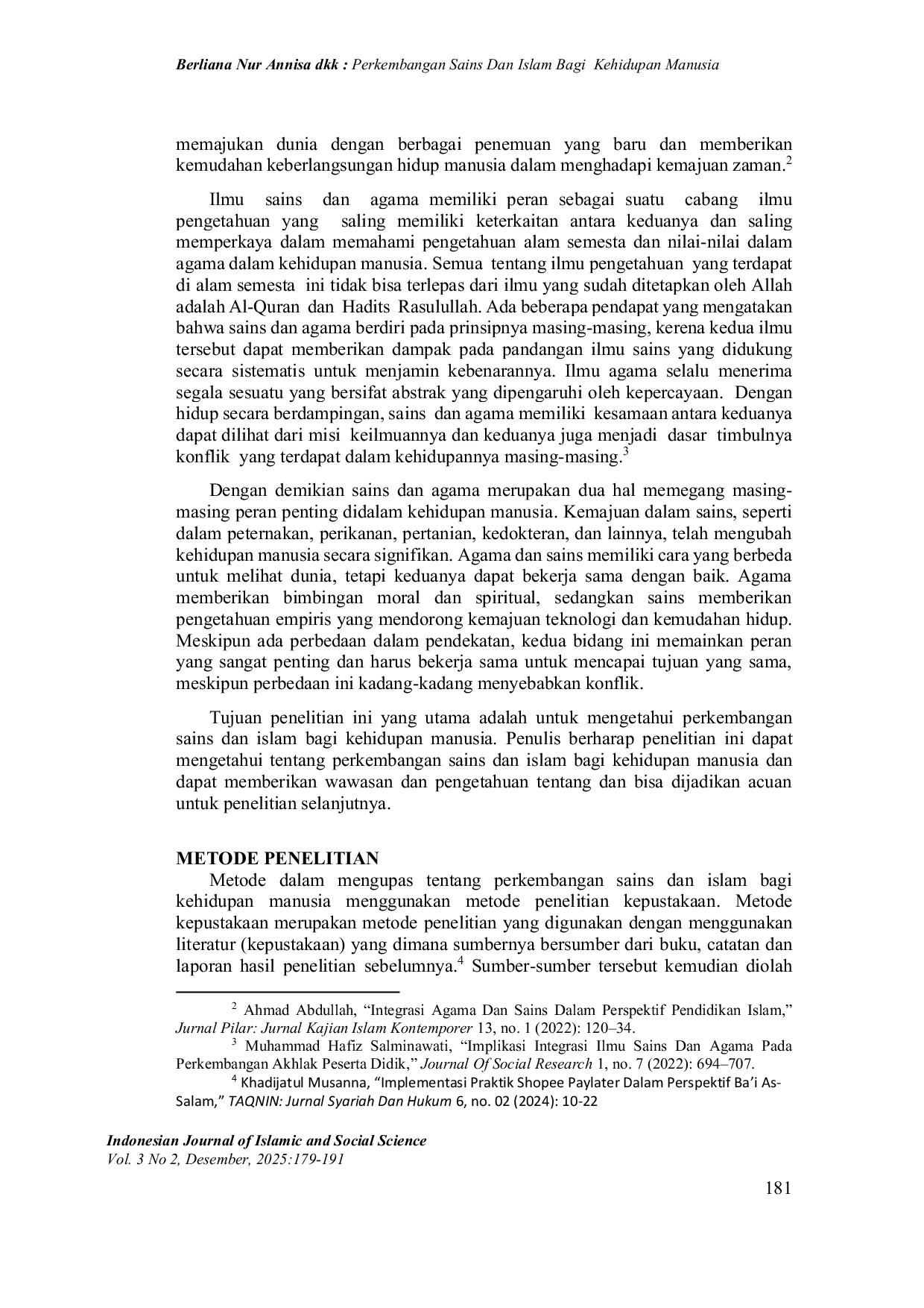 JURIS Perkembangan Sains dan Islam Bagi Kehidupan Manusia