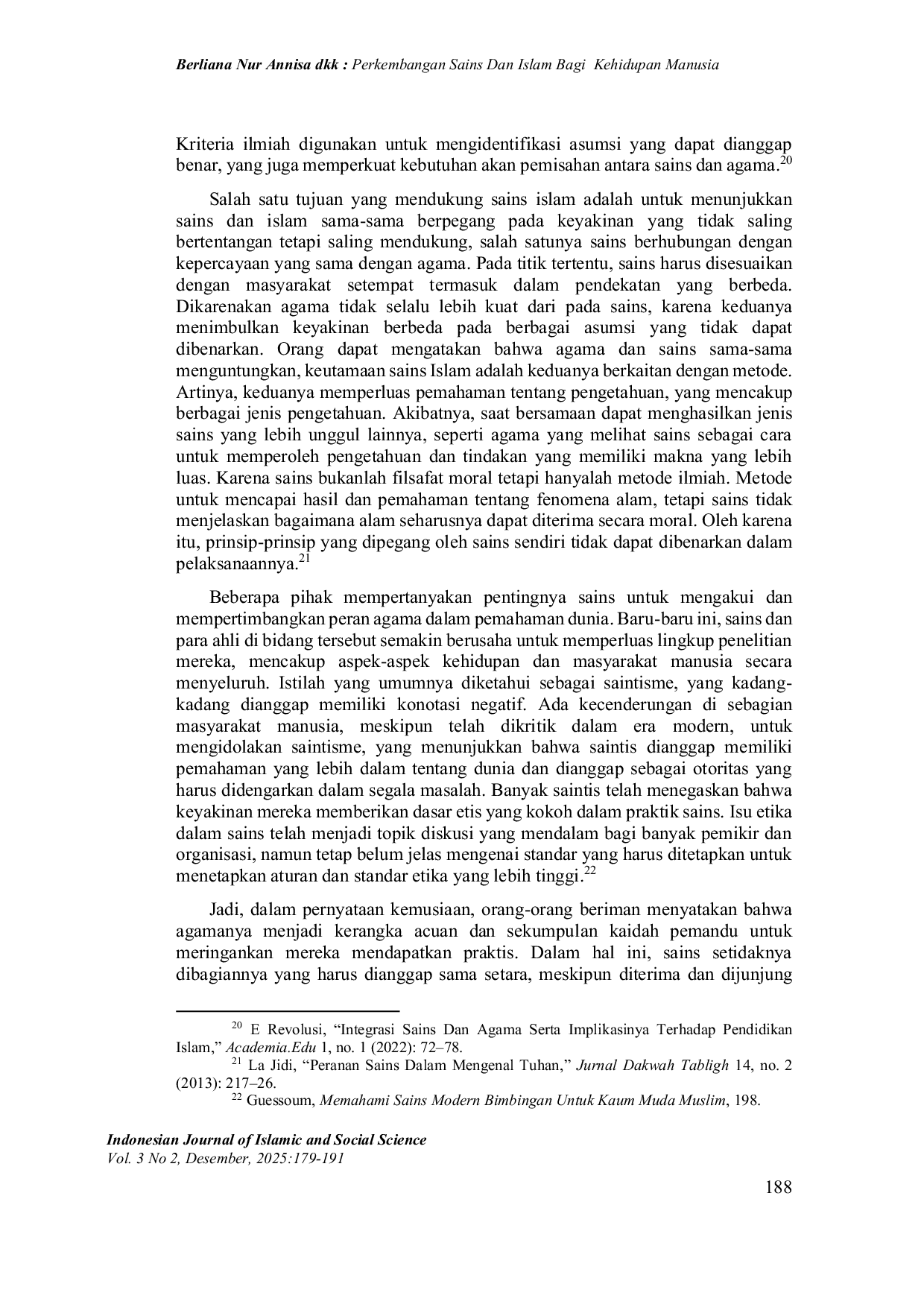 JURIS Perkembangan Sains dan Islam Bagi Kehidupan Manusia