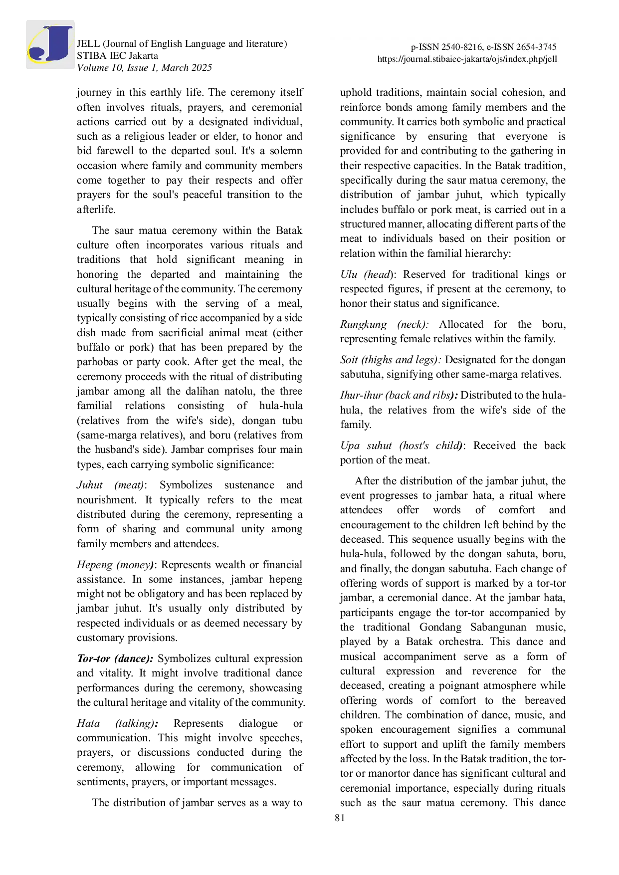 JURIS The Death Ritual in Bataknese Culture