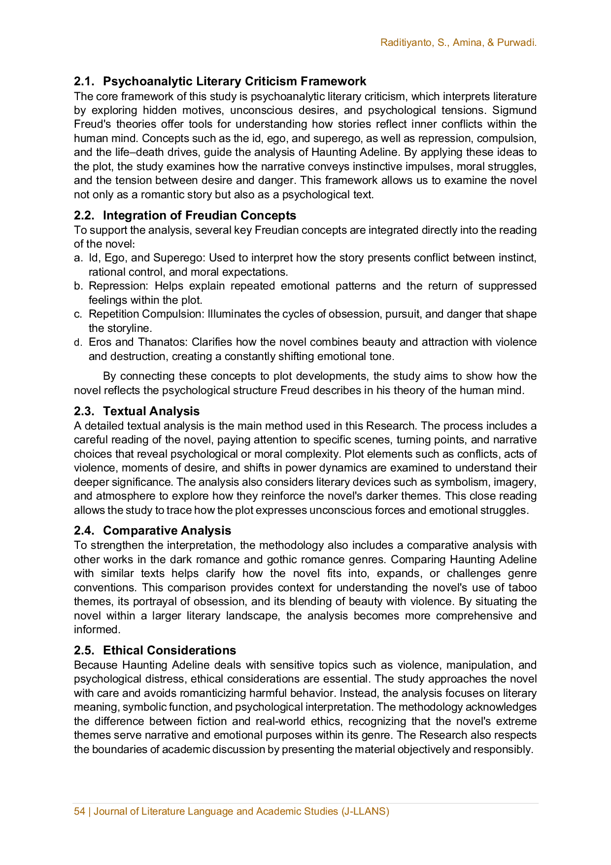 JURIS Beauty Blood and Boundaries Interrogating Genre and Morality in Haunting Adeline Novel written by H D Carlton Using Sigmund Freud s Psychoanalytic Theory