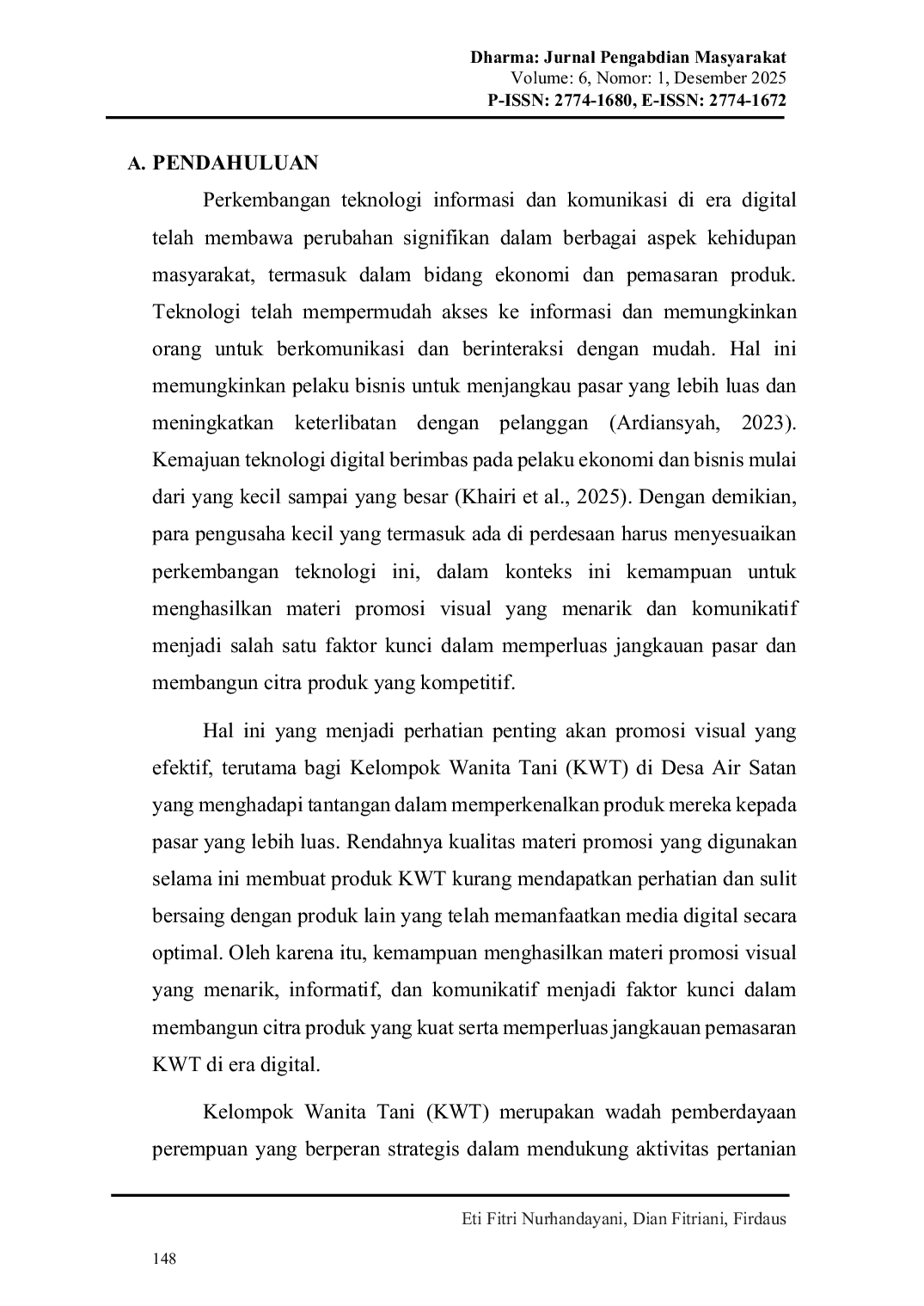 JURIS Pemberdayaan Kelompok Wanita Tani Melalui Pelatihan Desain Poster Digital Untuk Promosi Produk Lokal