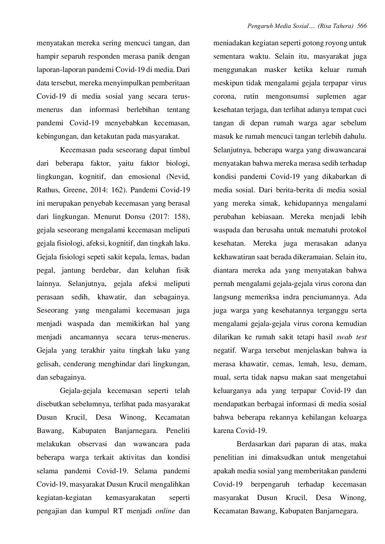 JURIS Pengaruh Media Sosial Terhadap Kecemasan Masyarakat Mengenai Berita Covid 19