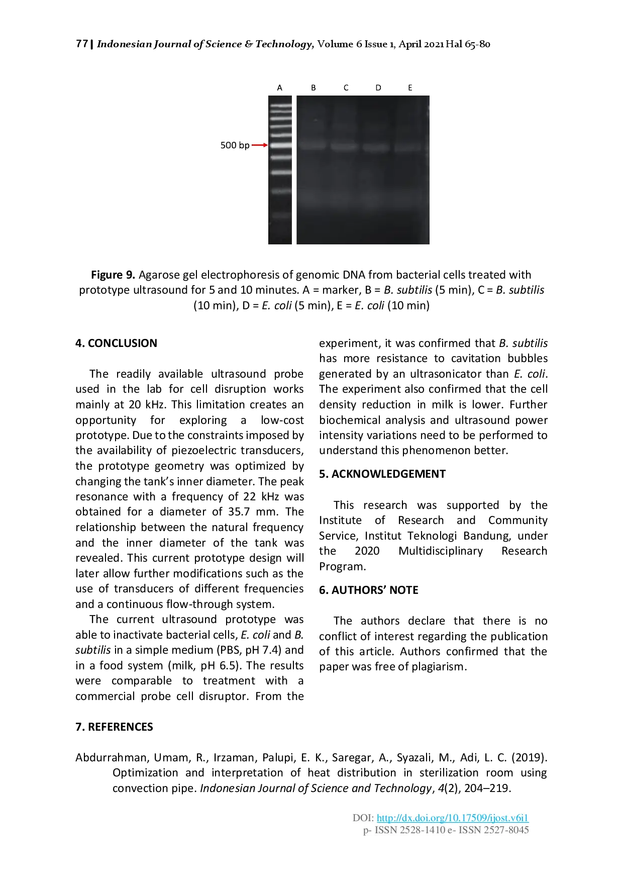juris Bacterial Cell Inactivation Using a Single Frequency Batch Type Ultrasound Device