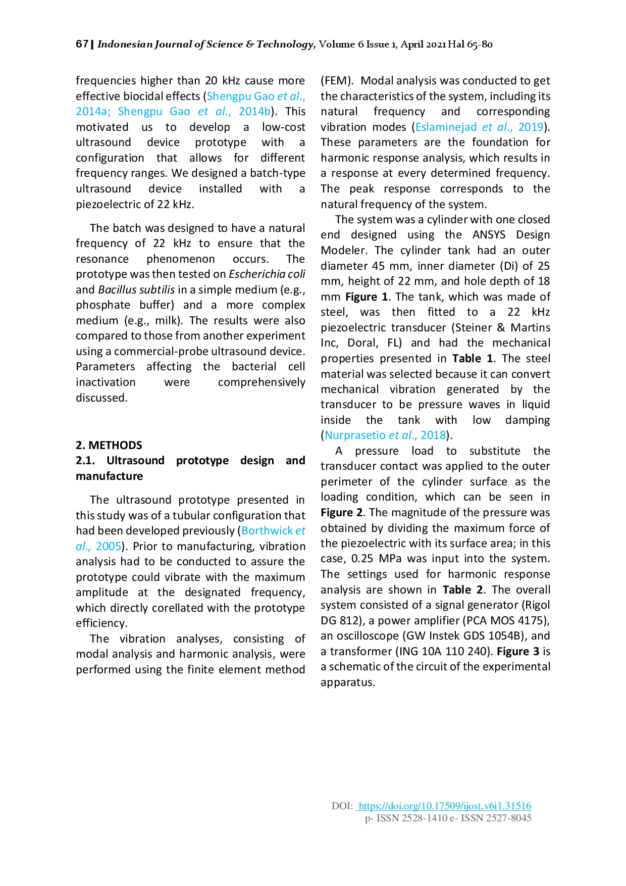 juris Bacterial Cell Inactivation Using a Single Frequency Batch Type Ultrasound Device