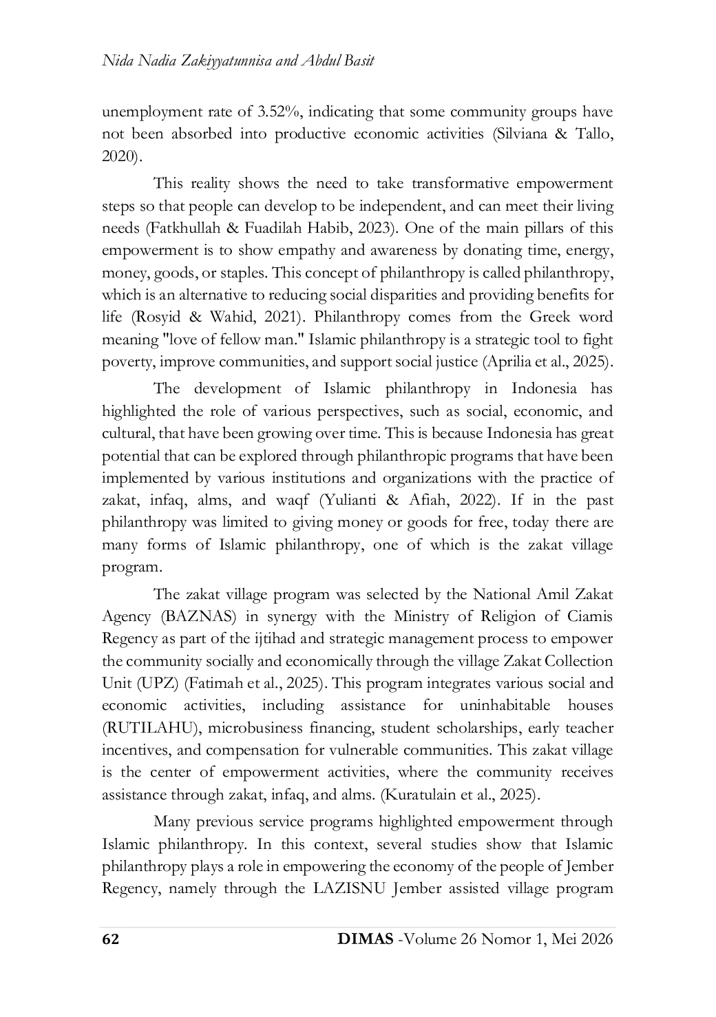 JURIS Community Empowerment Based on Islamic Philanthropy through the BAZNAS Ciamis Zakat Village Program