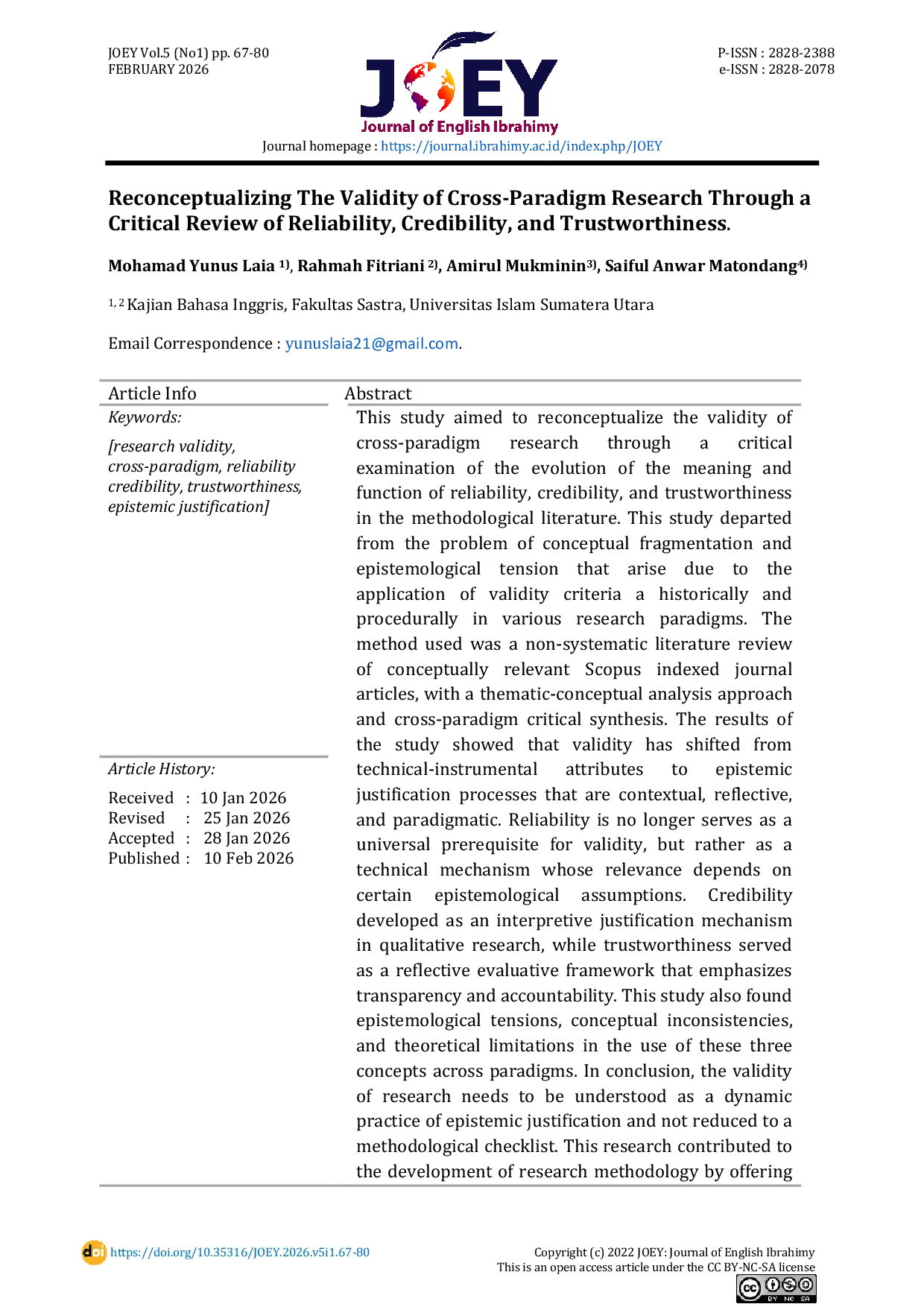 JURIS Reconceptualizing the Validity of Cross Paradigm Research through a Critical Review of Reliability Credibility and Trustworthiness