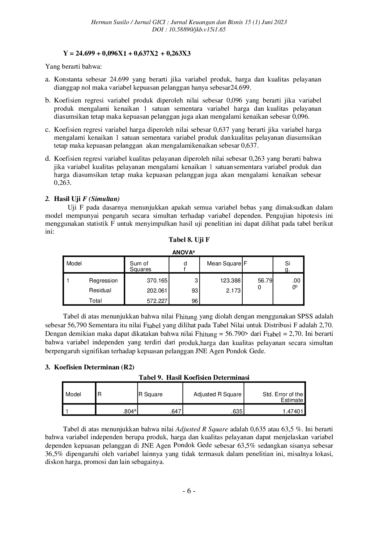 JURIS Pengaruh Produk Harga Dan Kualitas Pelayanan Terhadap Kepuasan Pelanggan Jne Agen Pondok Gede