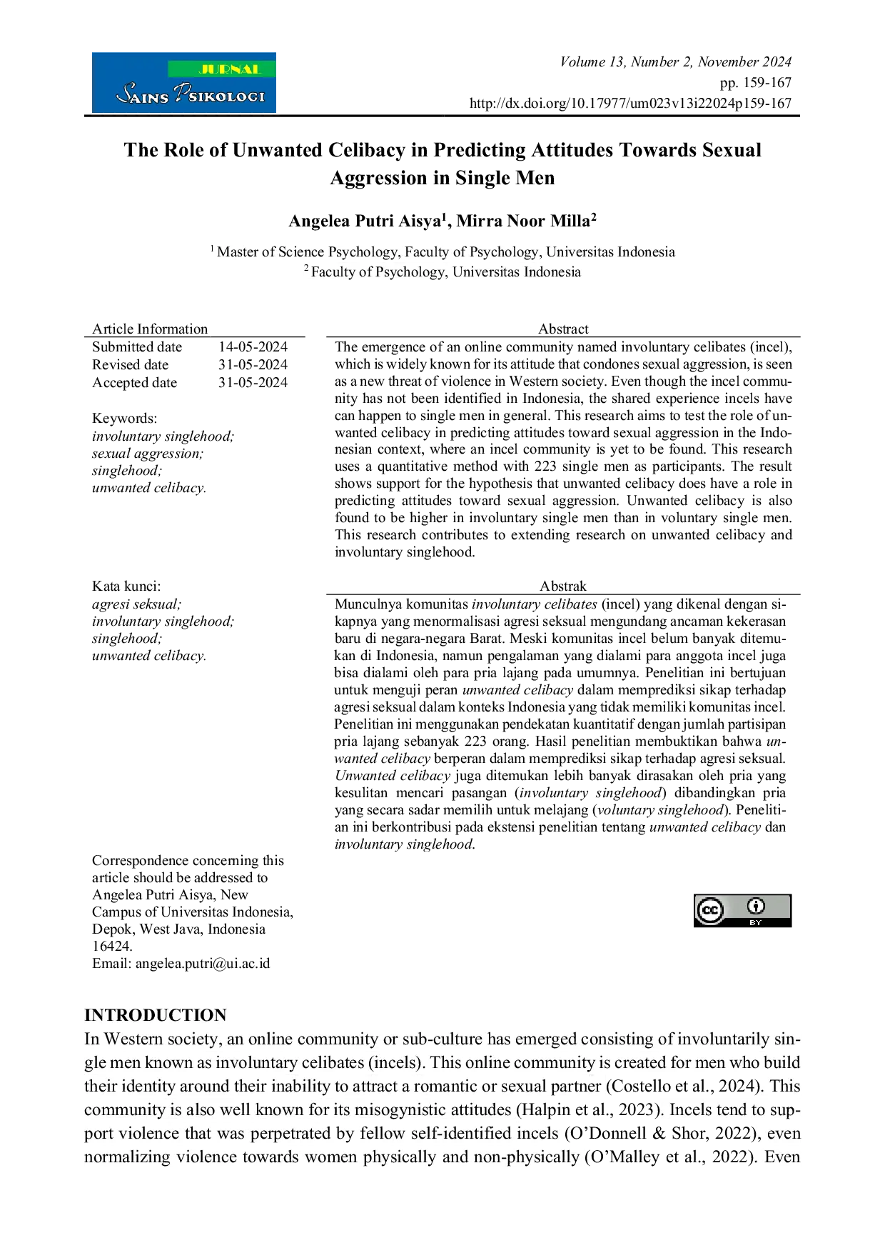 JURIS The Role of Unwanted Celibacy in Predicting Attitudes Towards Sexual Aggression in Single Men