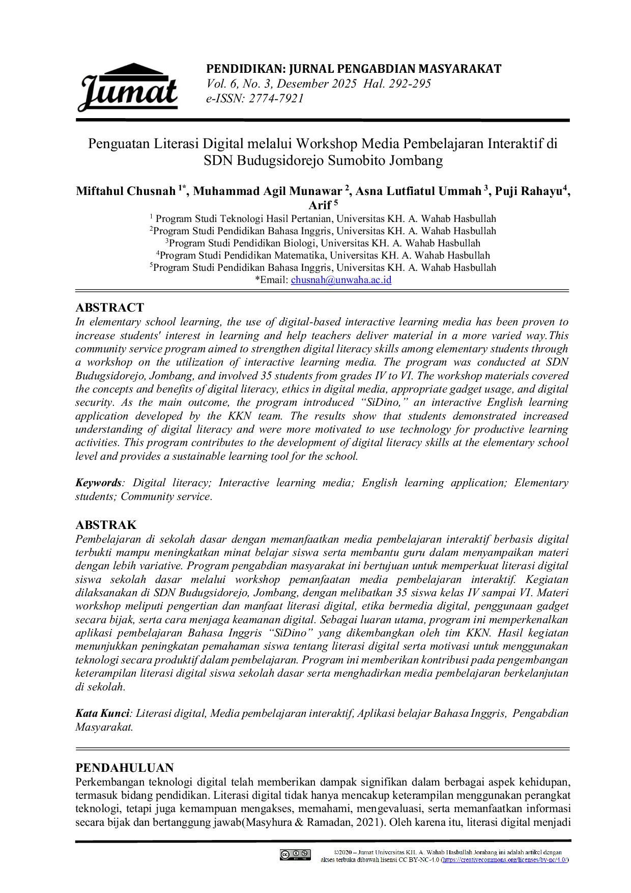 JURIS Penguatan Literasi Digital melalui Workshop Media Pembelajaran Interaktif di SDN Budugsidorejo Sumobito Jombang