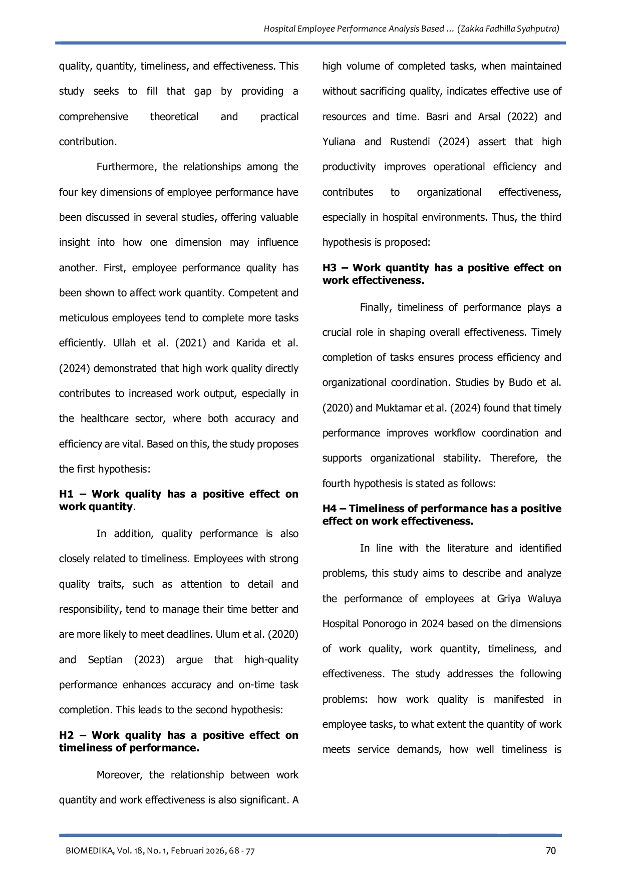 JURIS Analisis Kinerja Karyawan Rumah Sakit Berdasarkan Dimensi Kualitas Kuantitas Ketepatan Waktu Dan Efektivitas Kerja Studi Kasus