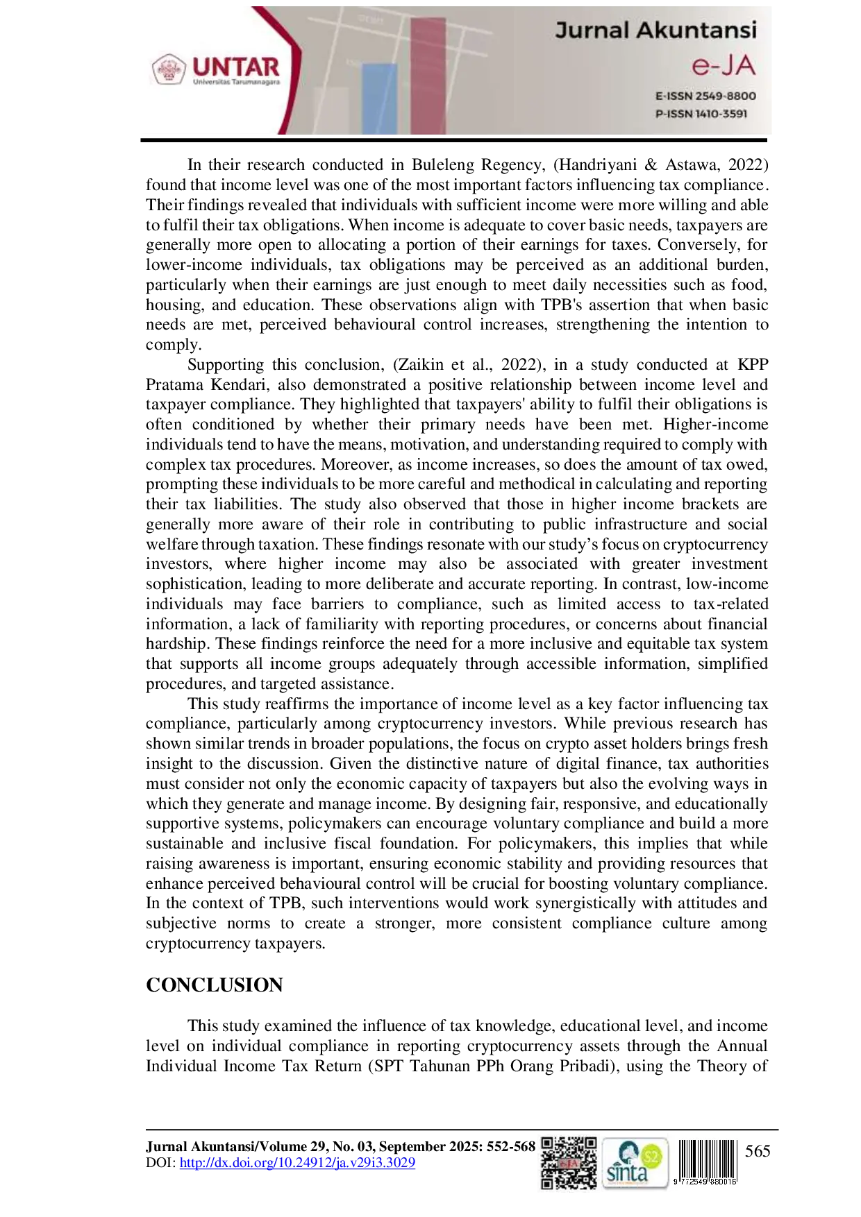JURIS Understanding What Drives Crypto Tax Reporting in Indonesia Knowledge and Demographic Factors