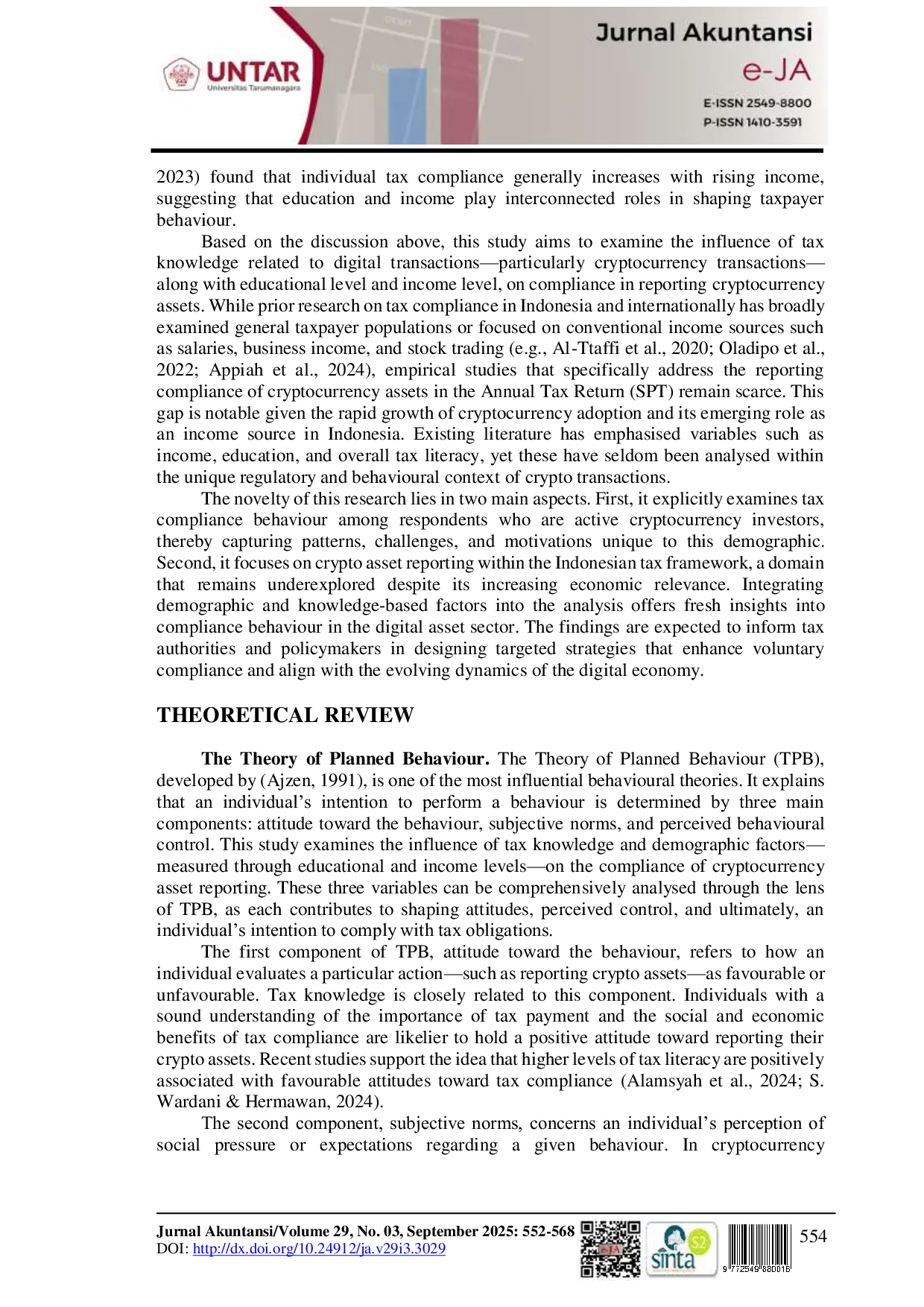 JURIS Understanding What Drives Crypto Tax Reporting in Indonesia Knowledge and Demographic Factors