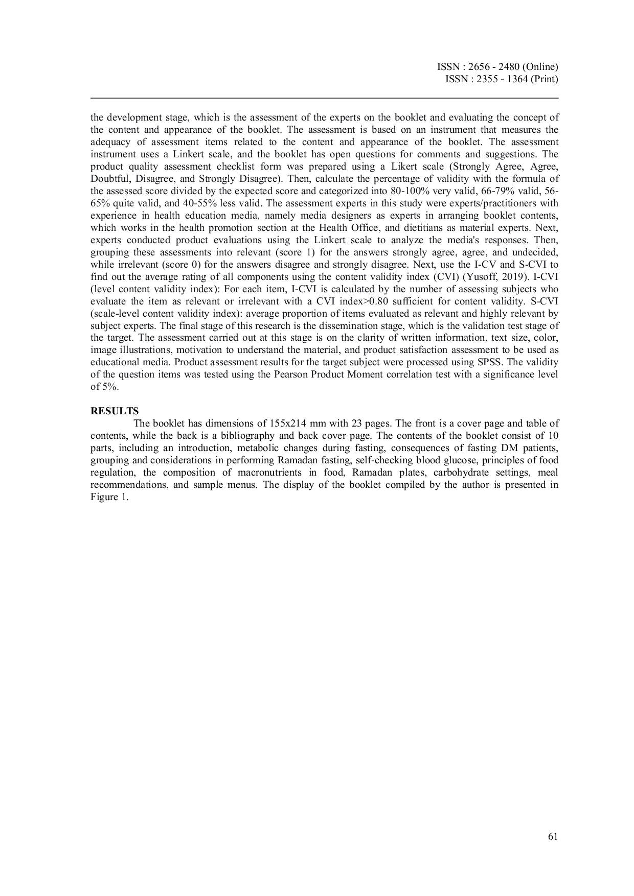 JURIS Development and Validation of an Educational Booklet for The Healthy Eating Management of Diabetes Mellitus During Ramadan Fasting