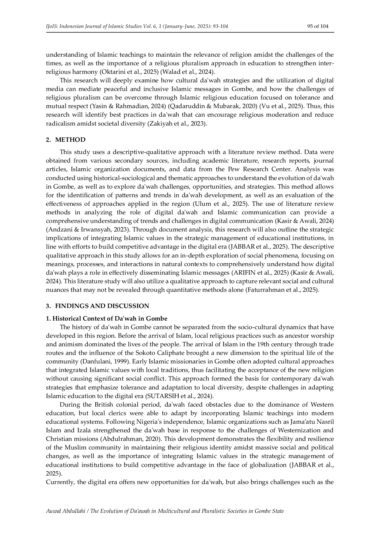 JURIS The Evolution of Da awah in Multicultural and Pluralistic Societies in Gombe State