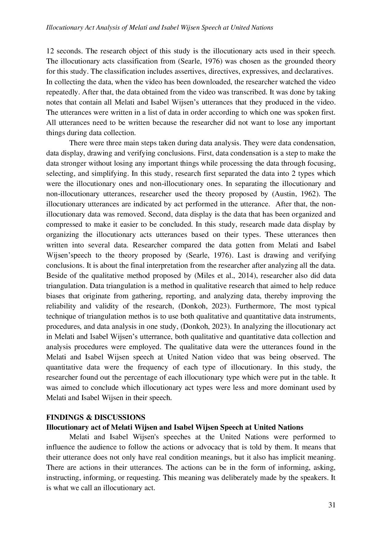 JURIS Illocutionary Act Analysis of Melati and Isabel Wijsen Speech at United Nations