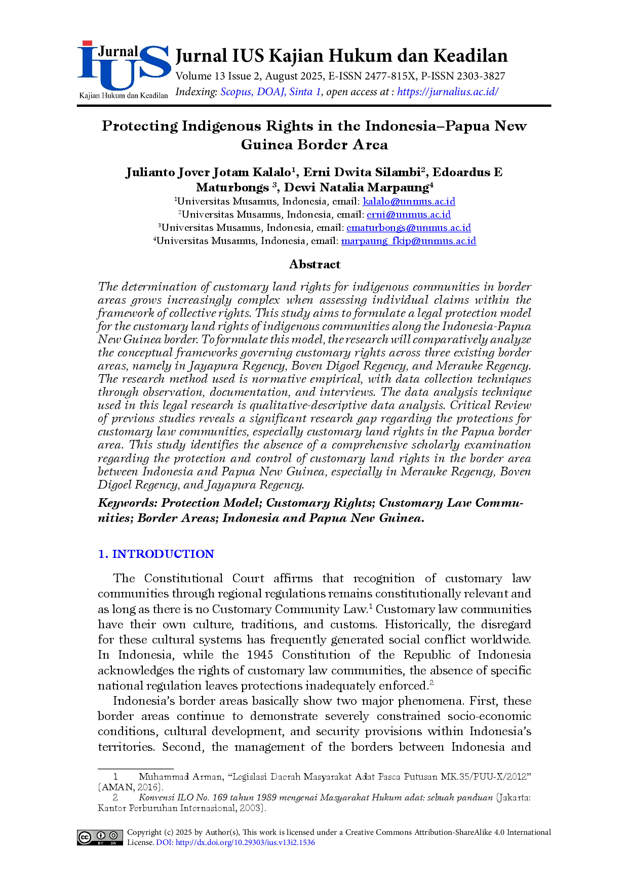 juris Protecting Indigenous Rights in the Indonesia Papua New Guinea Border Area