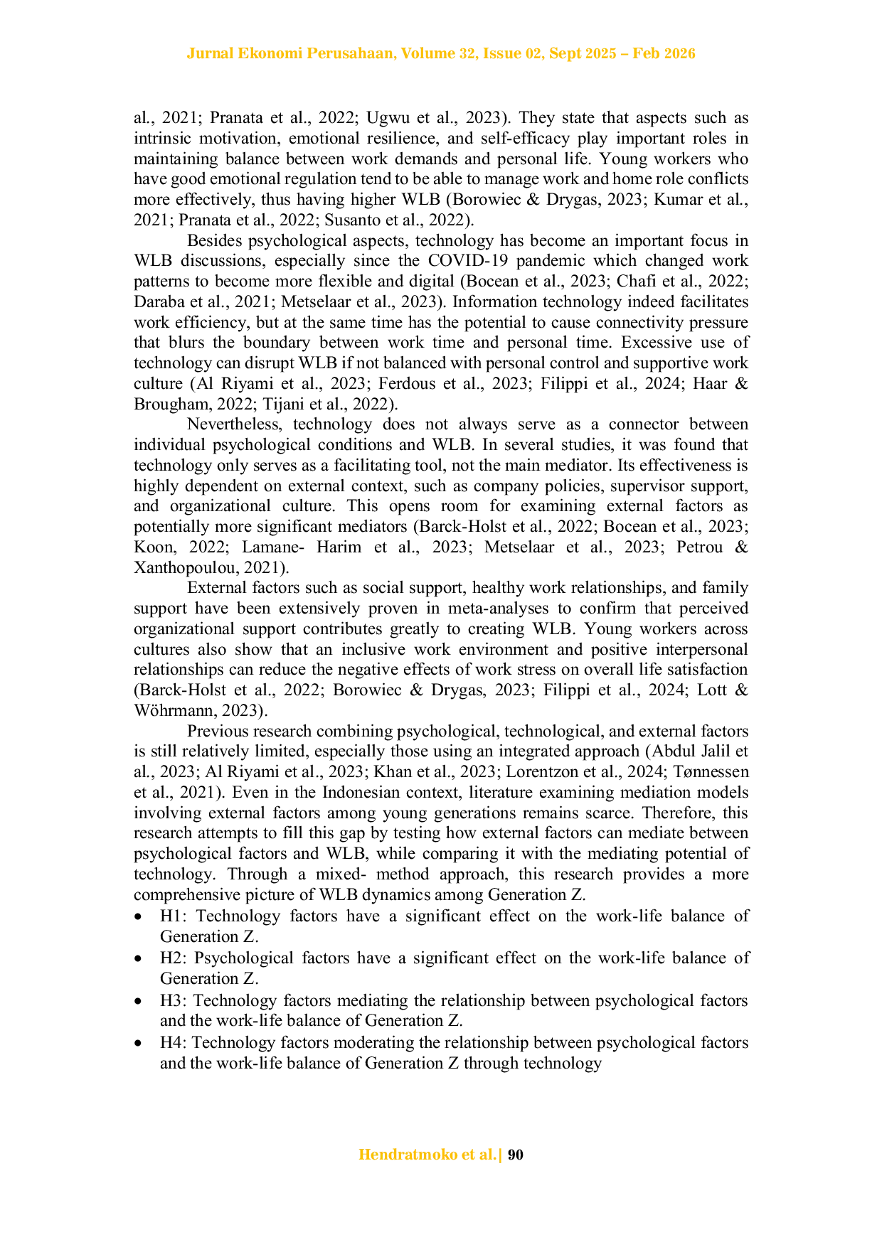JURIS External factors as mediators of work life balance for generation Z