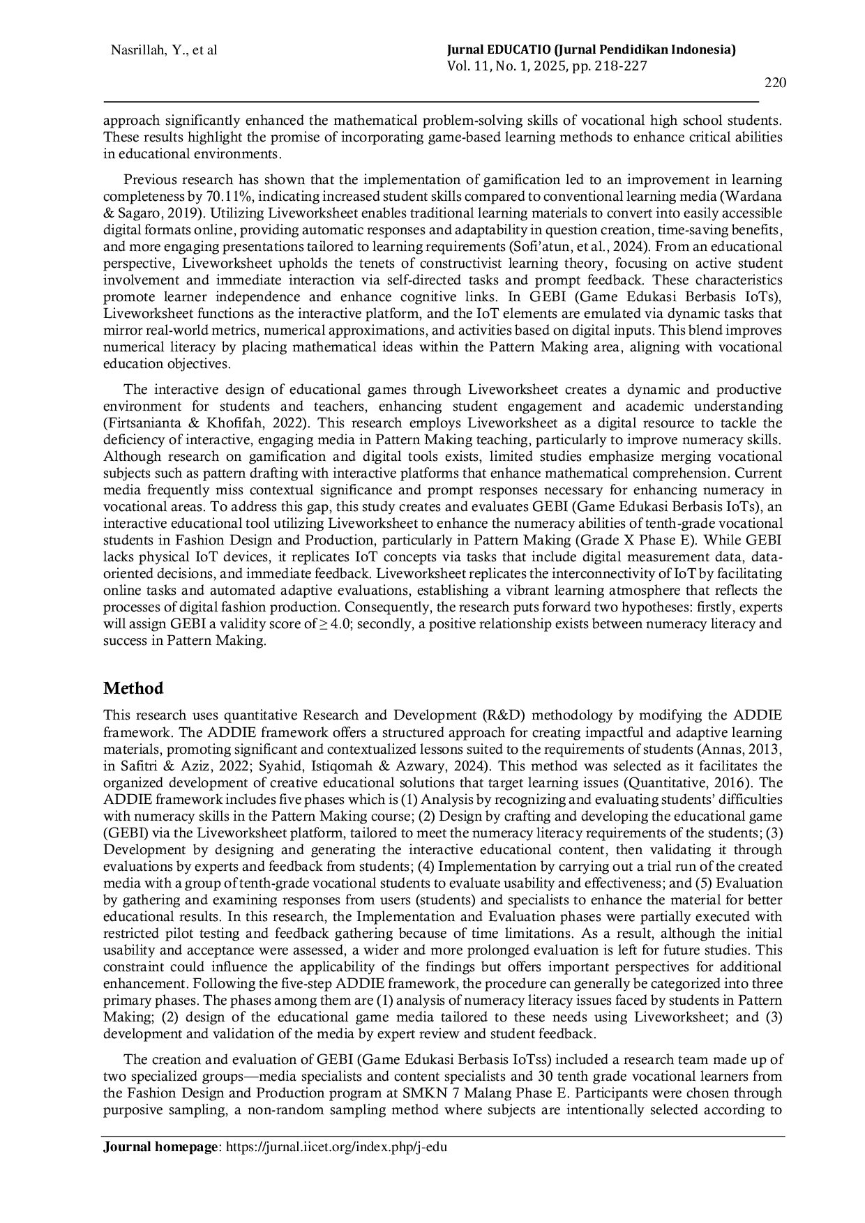 JURIS Development of GEBI game edukasi berbasis IoTs for fashion students at vocational senior high school