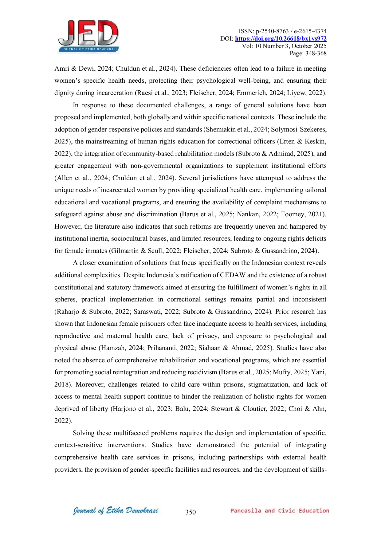 JURIS Fulfillment of Women s Basic Rights in the Correctional System at Class II A Sungguminasa Women s Prison