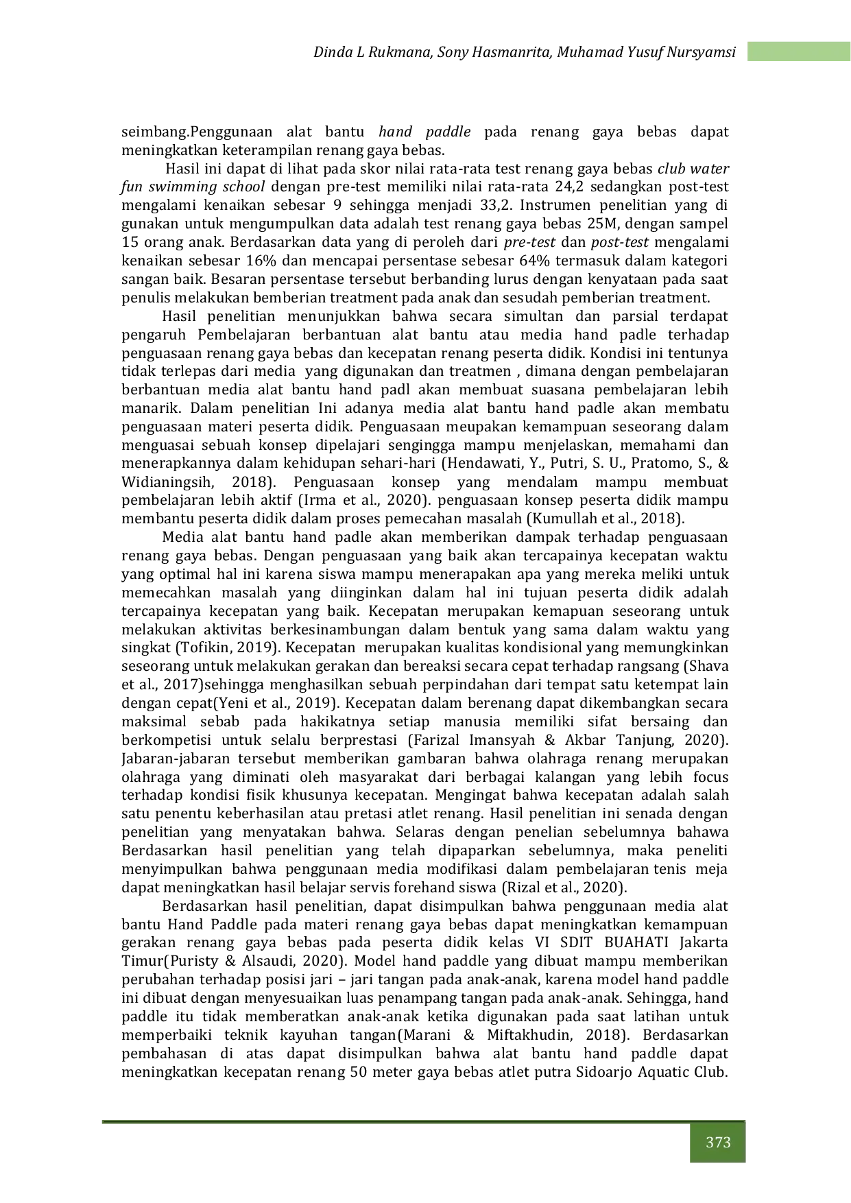 JURIS Alat Bantu Hand Paddle Untuk Meningkatkan Keterampilan Renang Gaya Bebas Pada Usia 10 12 Tahun