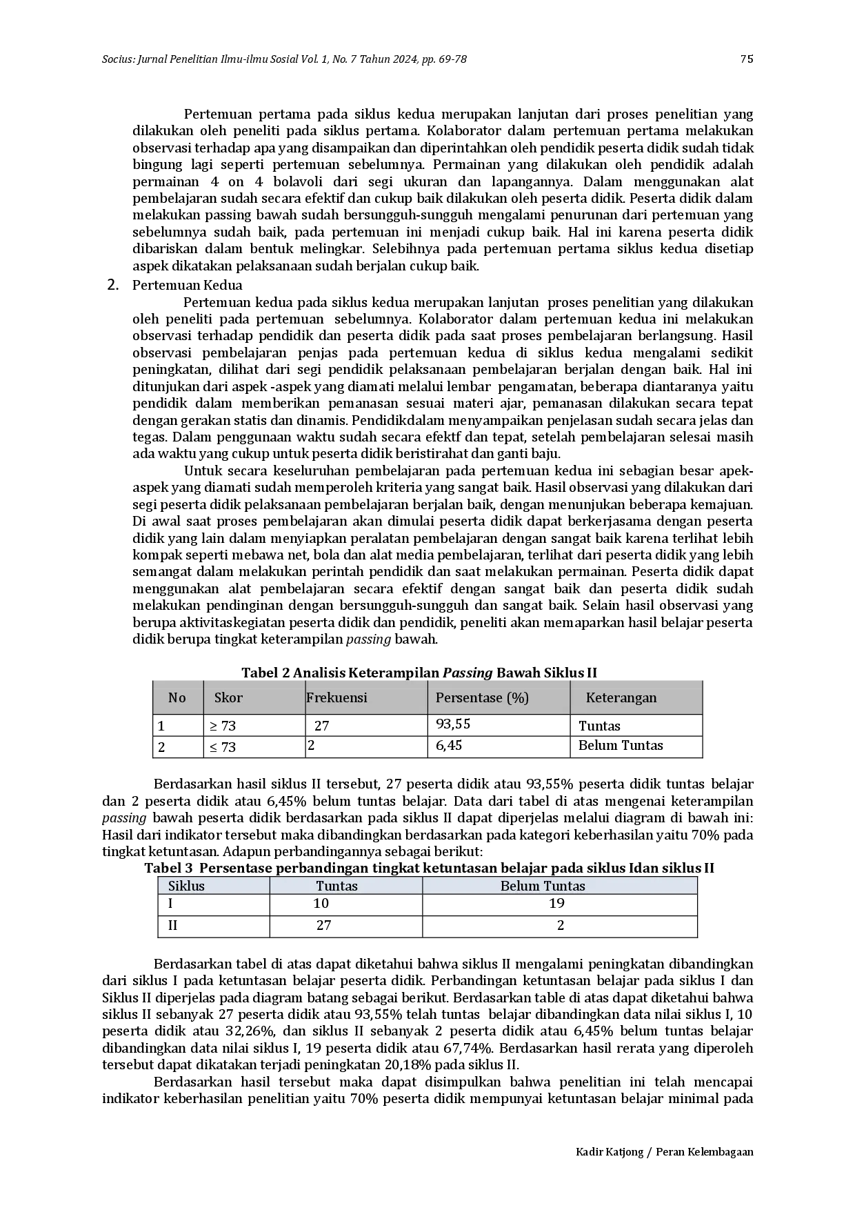 juris Meningkatkan Keterampilan Passing Bawah Bolavoli Menggunakan Permainan 4 On 4 Peserta didik Refleksi Hasil Belajar di Kelas IX A SMP Negeri 3 Rogojampi Kabupaten Banyuwangi
