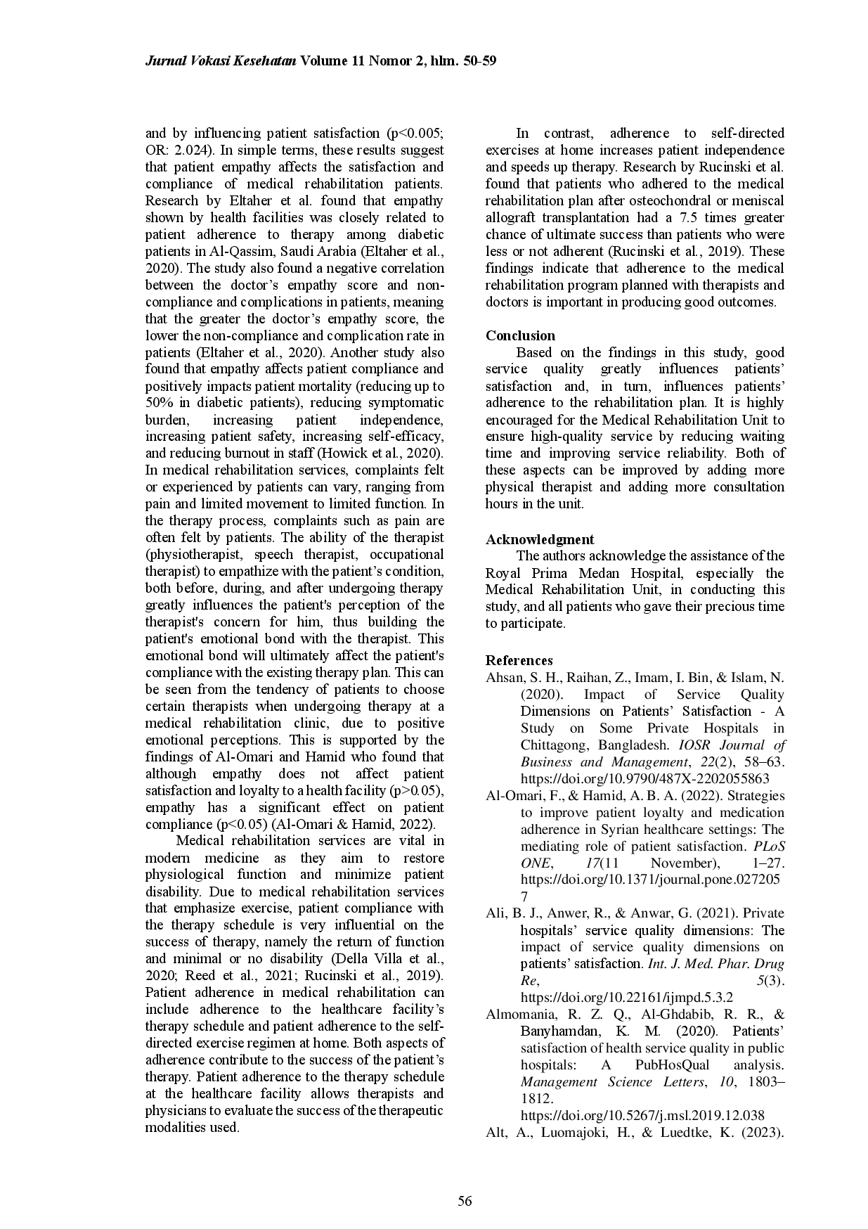 juris The Influence of Service Quality on Satisfaction and Adherence of Medical Rehabilitation Patients