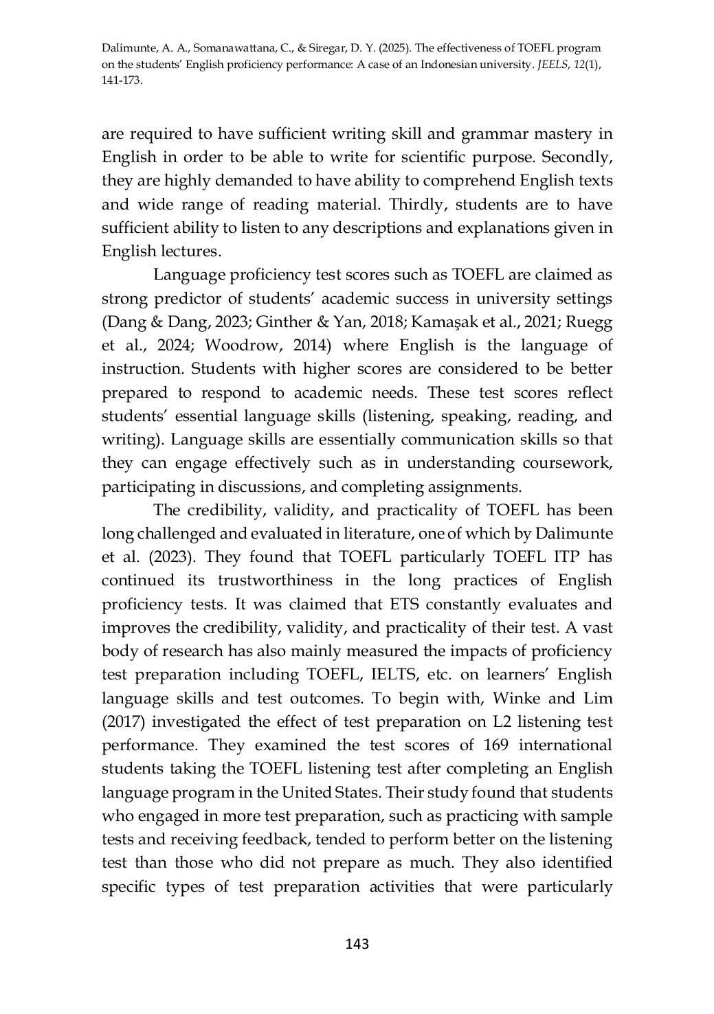 JURIS The Effectiveness of TOEFL Program on the Students English Proficiency A Case of an Indonesian University