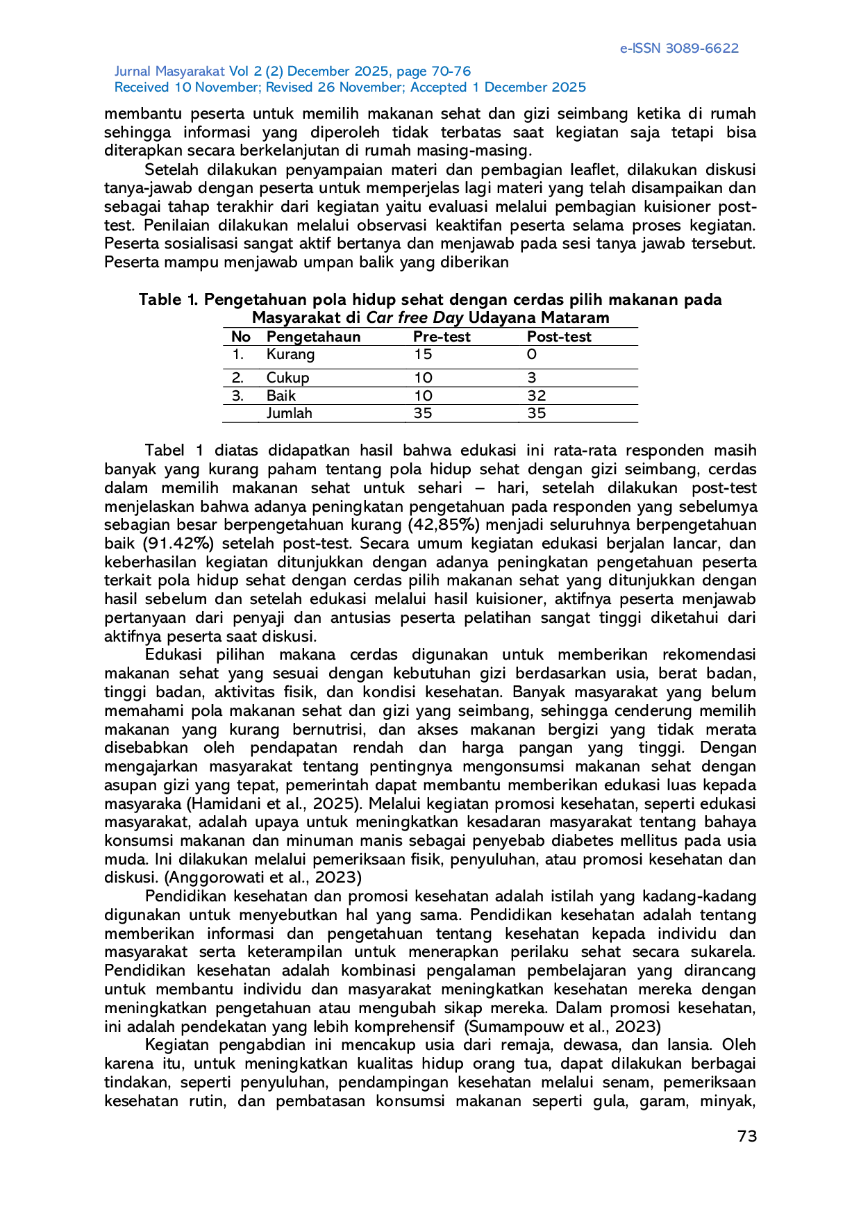 JURIS Edukasi pola hidup sehat dengan cerdas pilih makanan pada Masyarakat di Car free Day Udayana Mataram